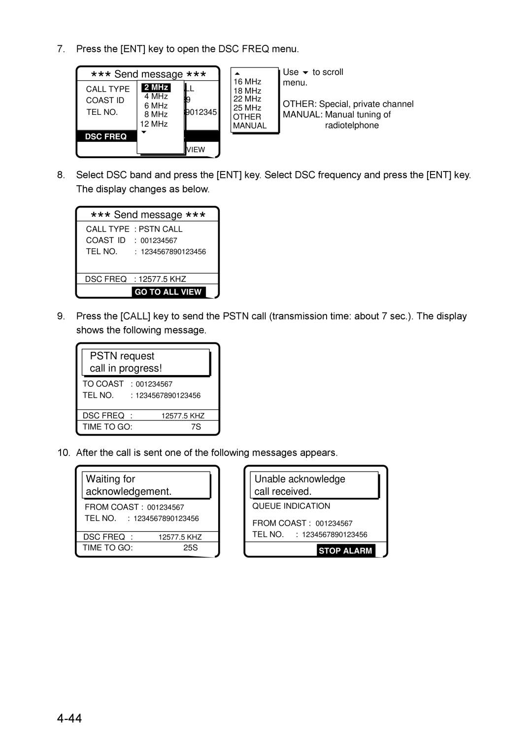 Furuno RC-1500-1T manual Unable acknowledge call received 