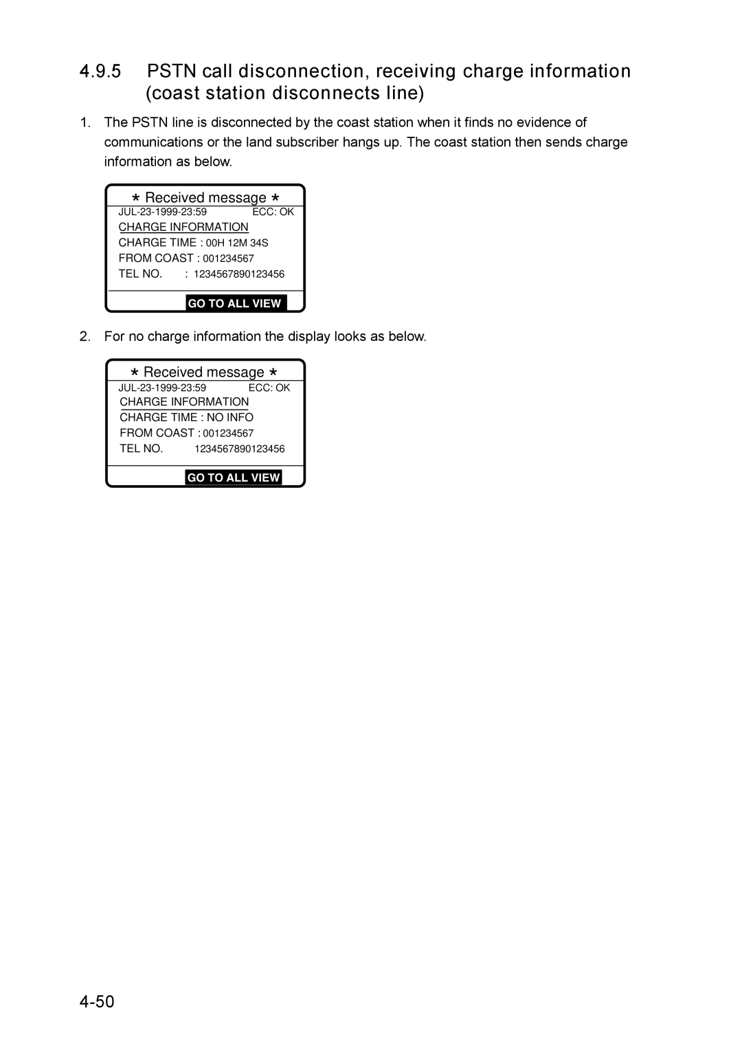 Furuno RC-1500-1T manual Charge Information Charge Time no Info 