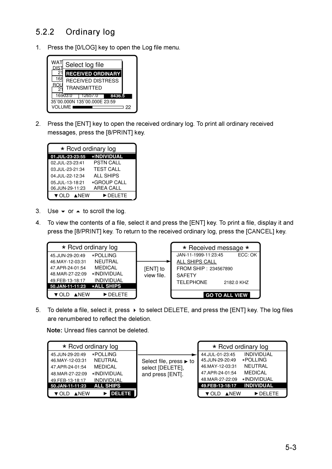 Furuno RC-1500-1T manual Ordinary log 