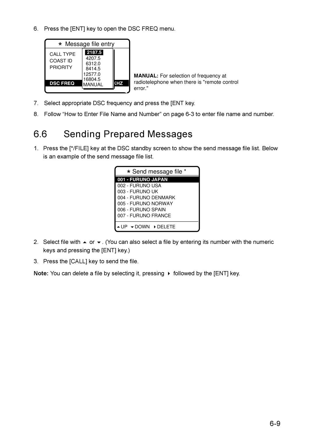 Furuno RC-1500-1T manual Sending Prepared Messages, Furuno Japan 