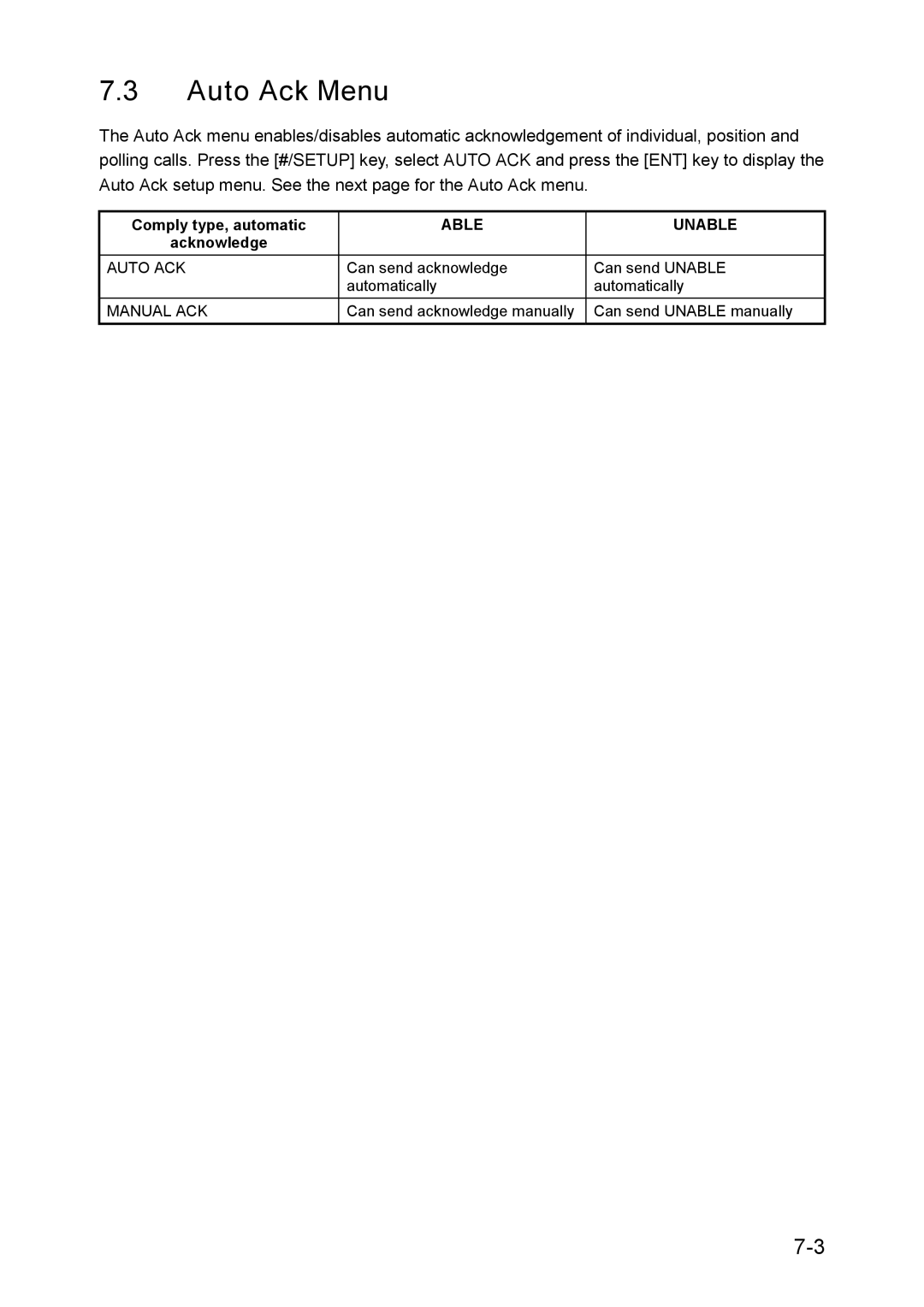 Furuno RC-1500-1T manual Auto Ack Menu 