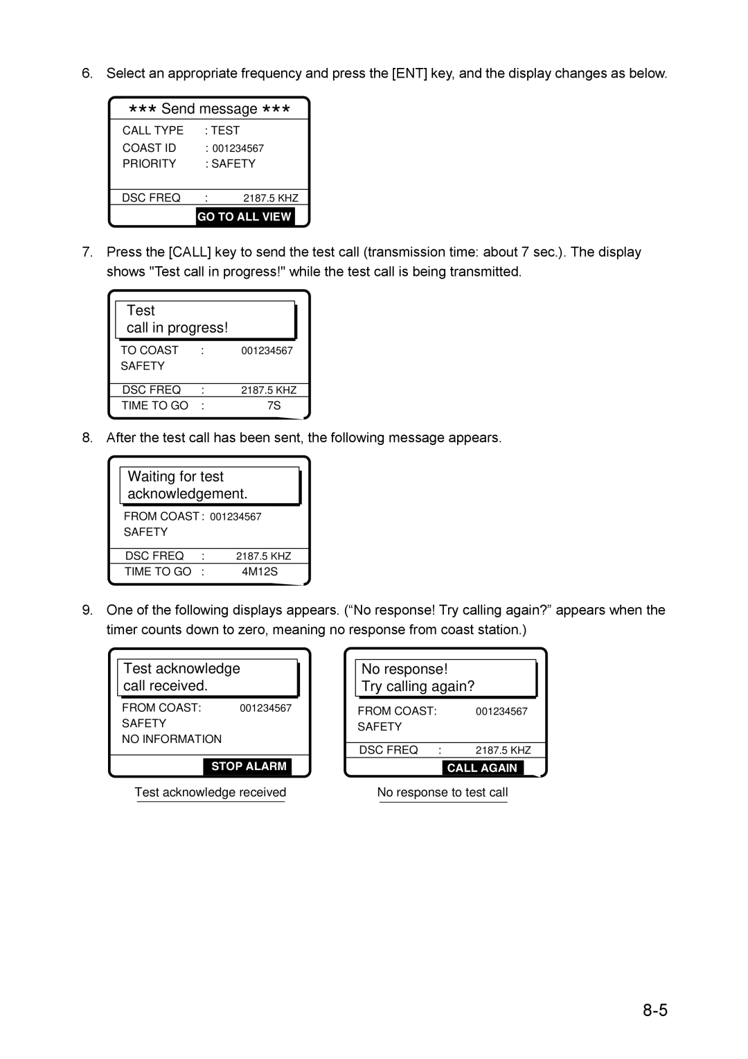 Furuno RC-1500-1T manual Test acknowledge received 