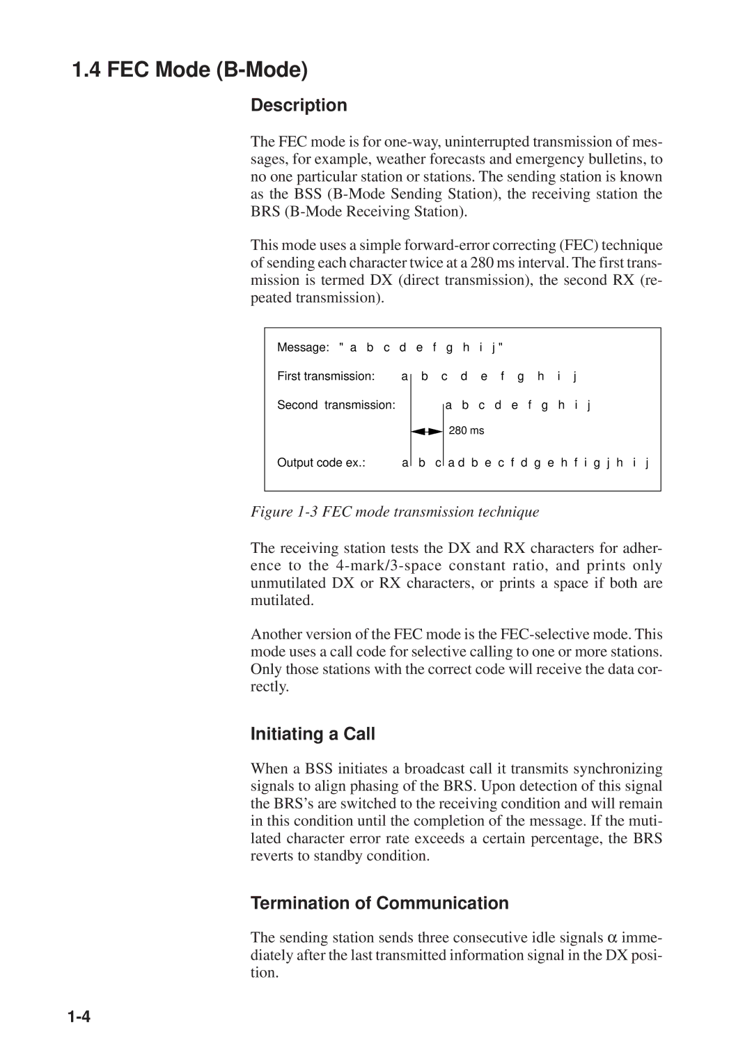 Furuno RC-1500-1T manual FEC Mode B-Mode, Initiating a Call 