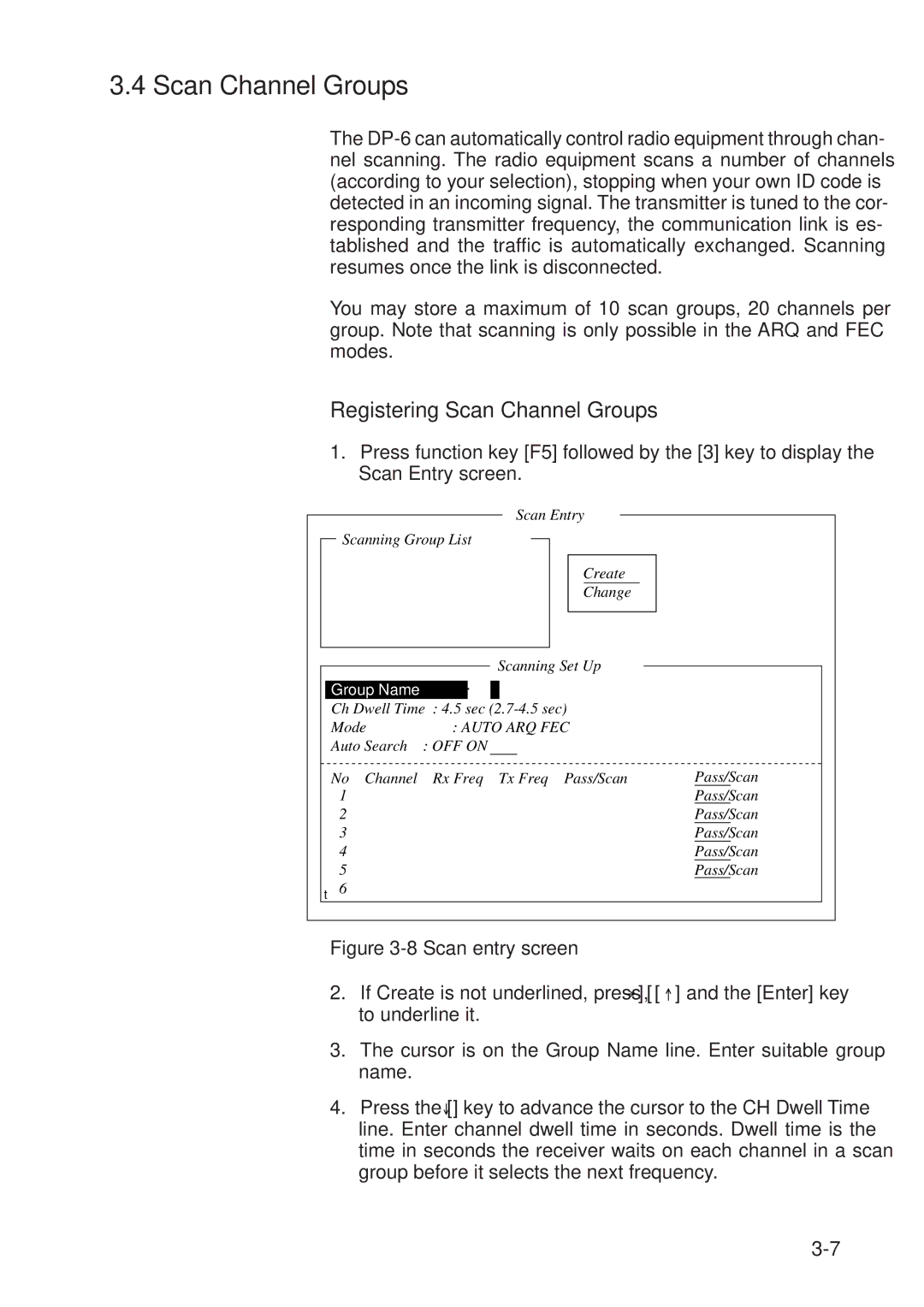 Furuno RC-1500-1T manual Registering Scan Channel Groups 