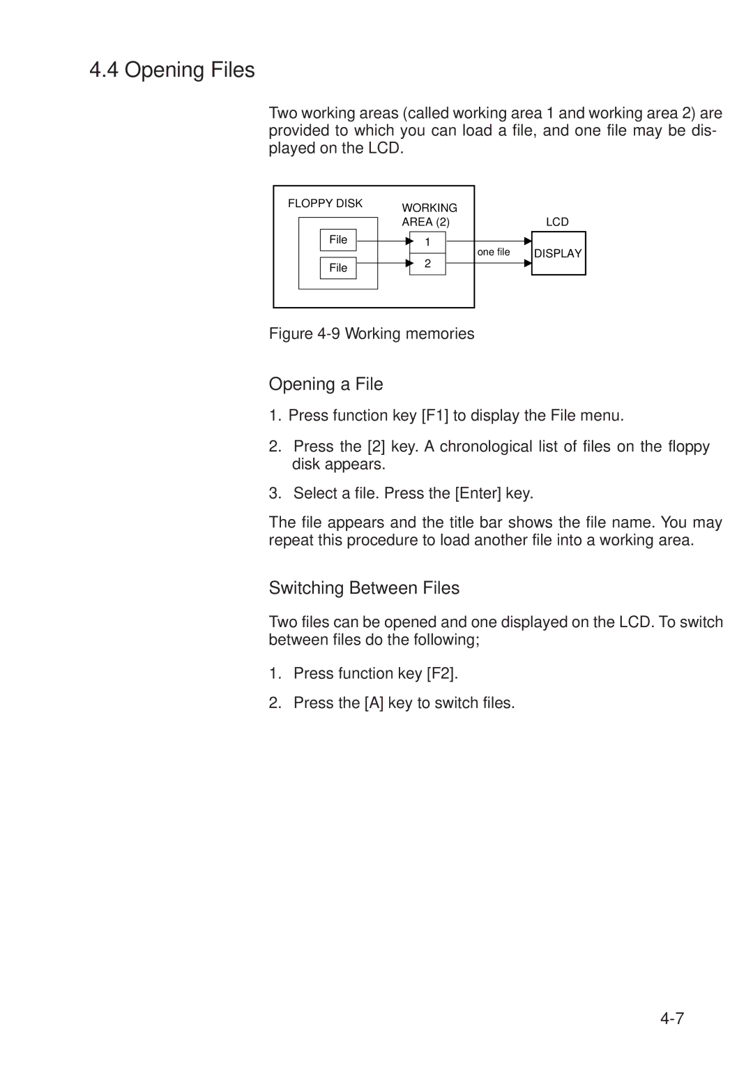 Furuno RC-1500-1T manual Opening Files, Opening a File, Switching Between Files 