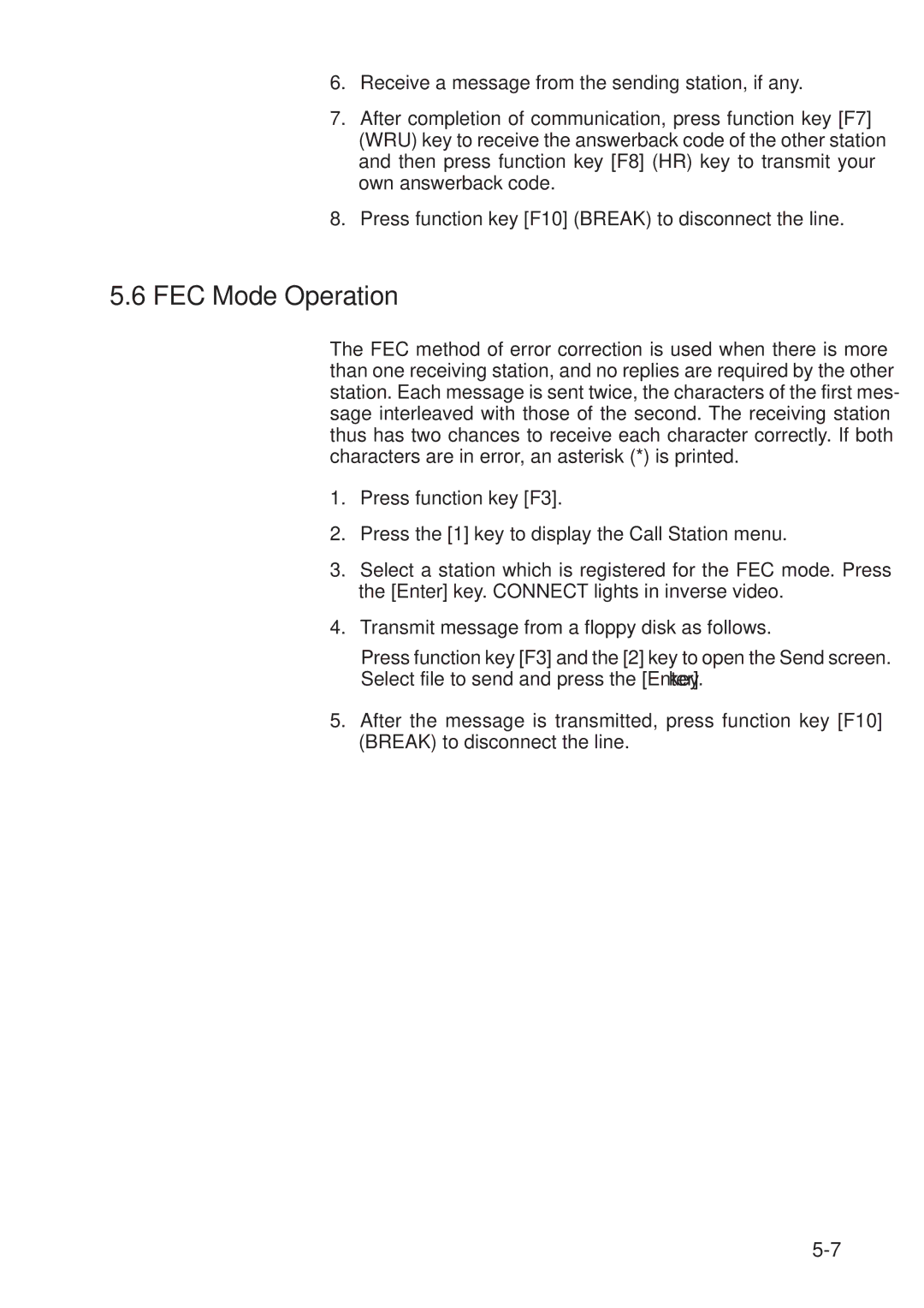 Furuno RC-1500-1T manual FEC Mode Operation 