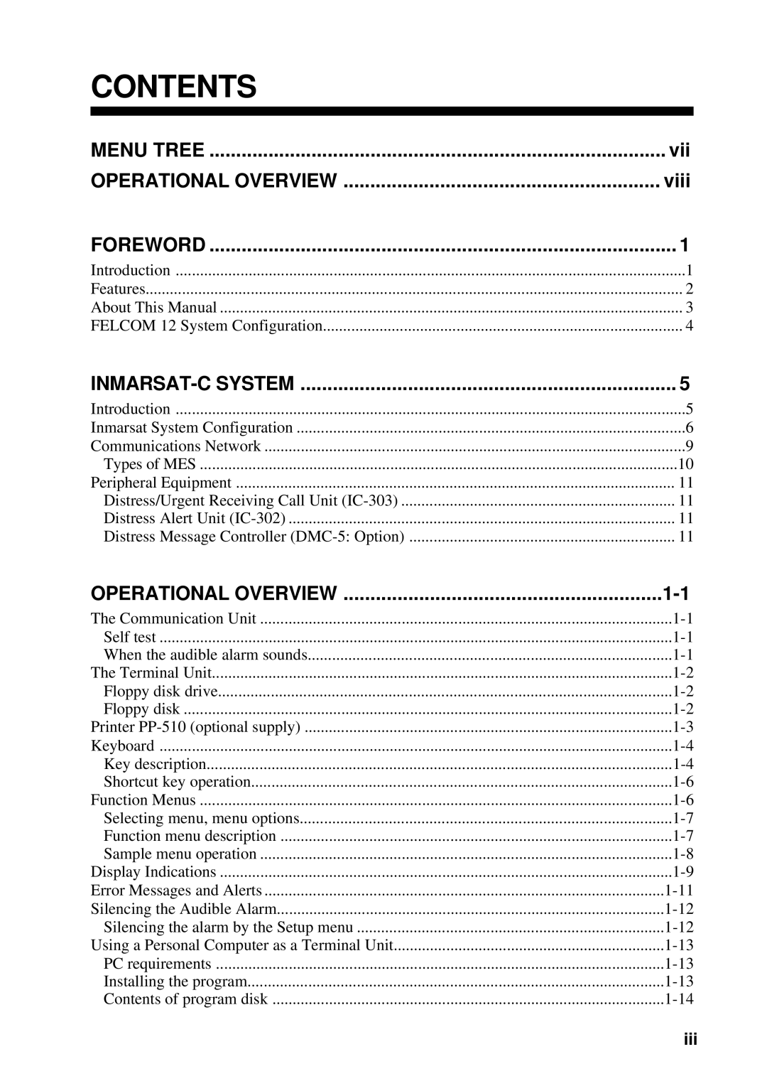 Furuno RC-1500-1T manual Contents 