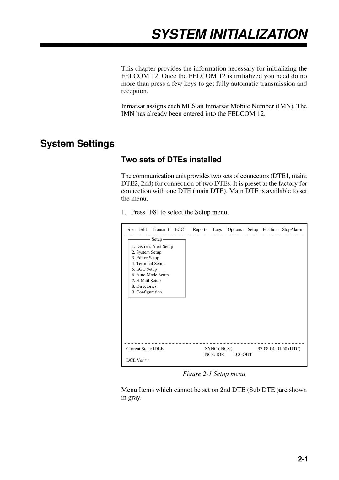 Furuno RC-1500-1T manual System Settings, Two sets of DTEs installed 