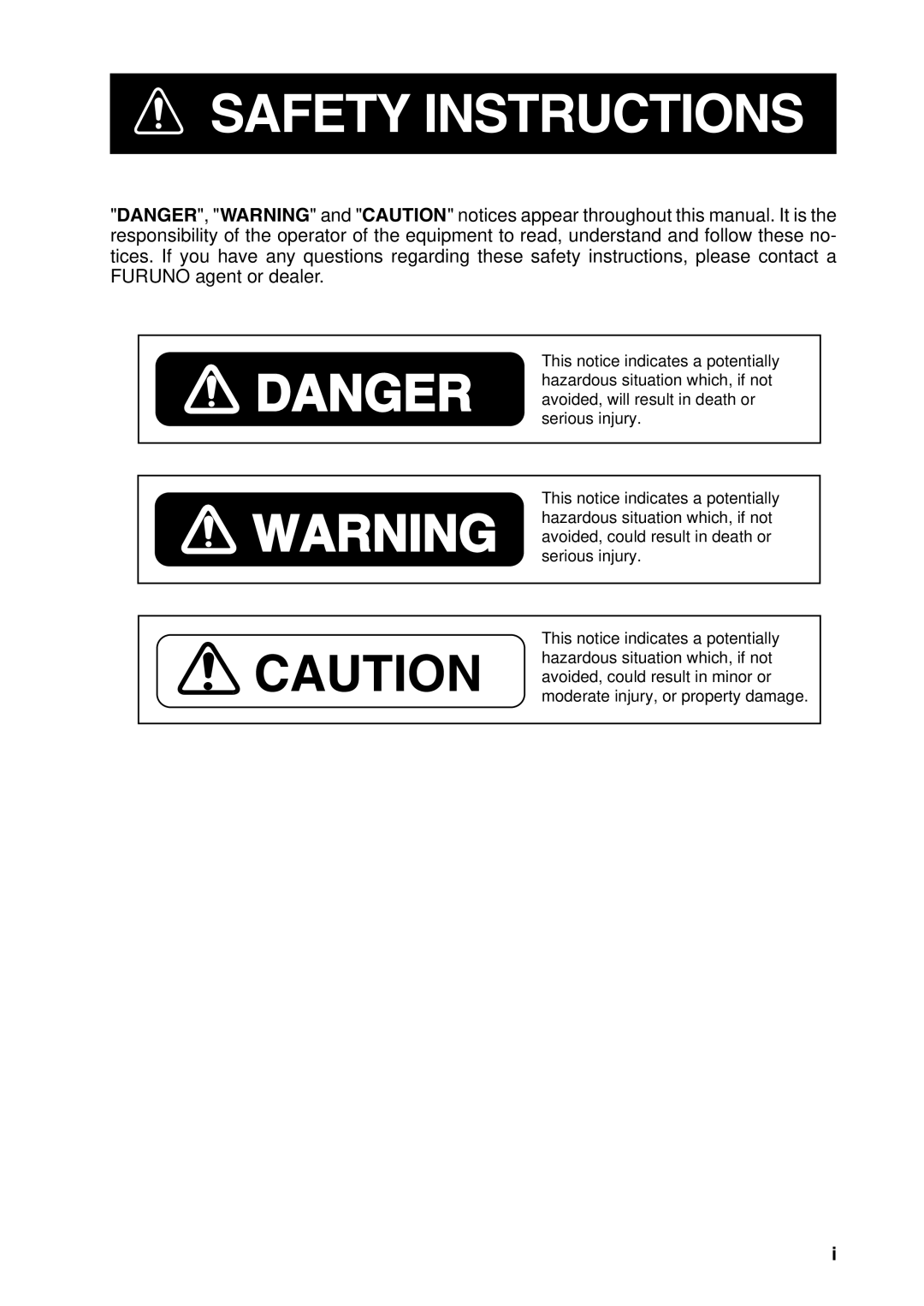 Furuno RC-1500-1T manual Safety Instructions 