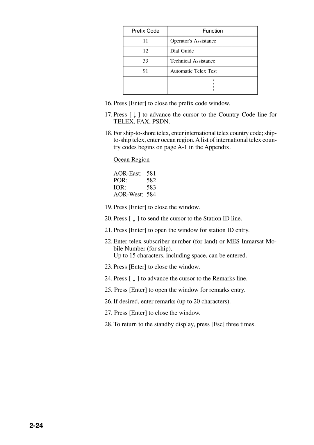 Furuno RC-1500-1T manual Prefix Code Function 