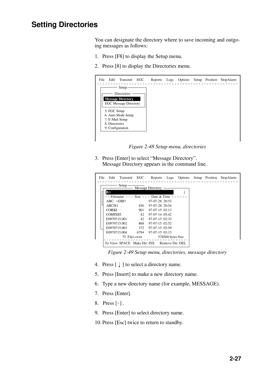 Furuno RC-1500-1T manual Setting Directories, Comtest 