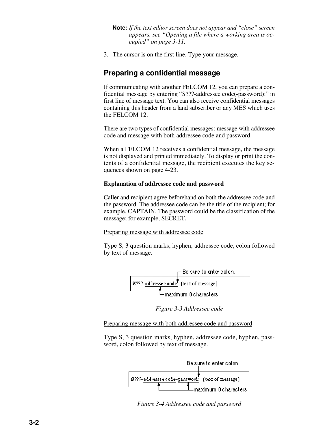 Furuno RC-1500-1T manual Preparing a confidential message, Explanation of addressee code and password 