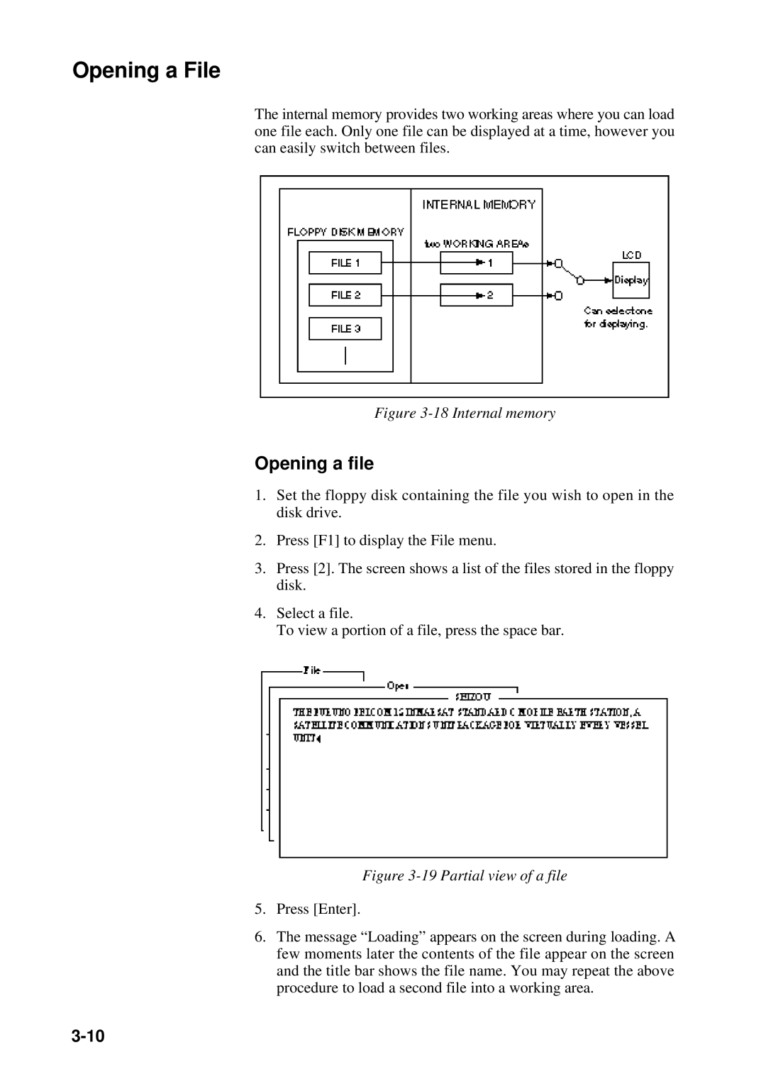 Furuno RC-1500-1T manual Opening a File, Internal memory 