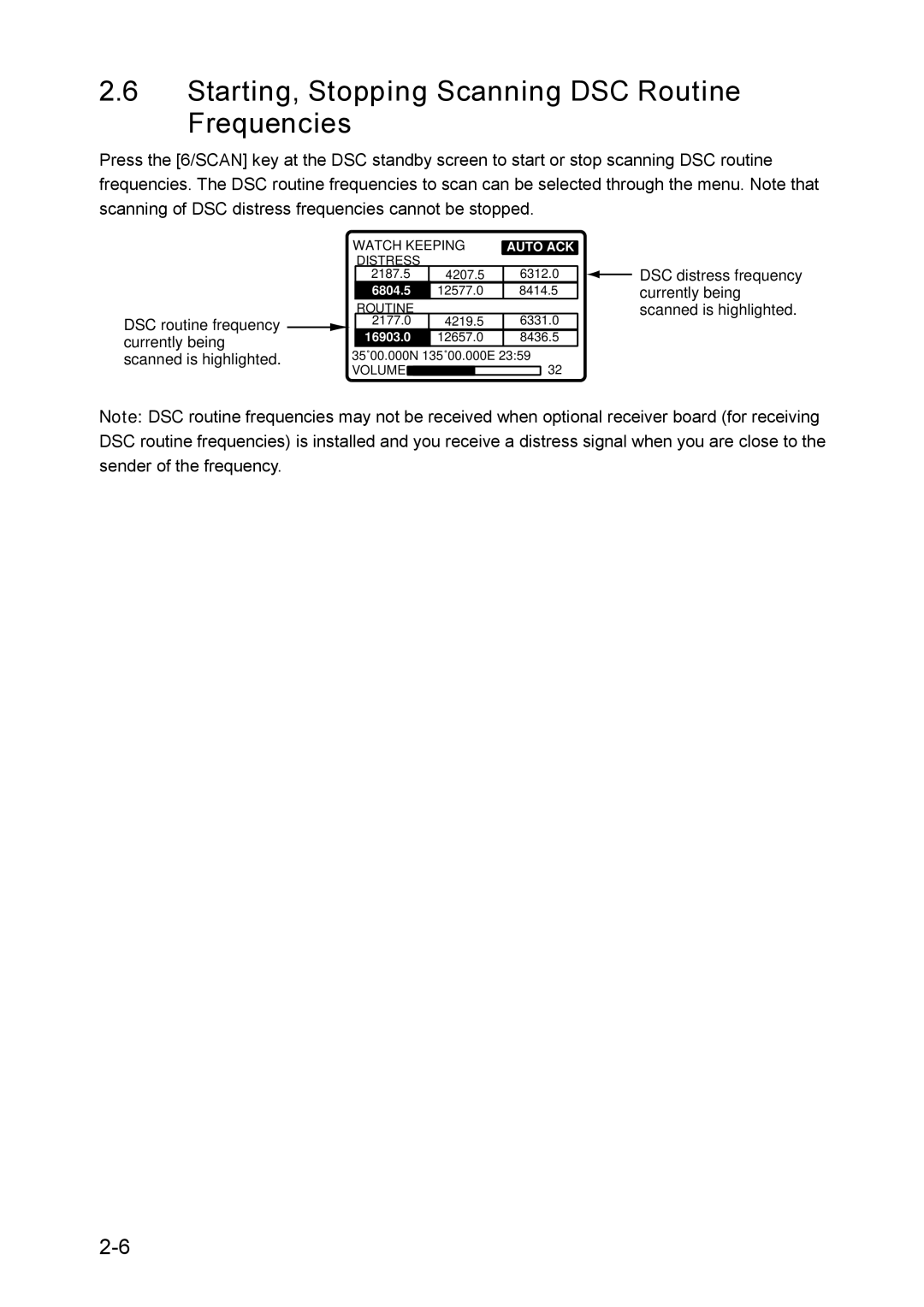 Furuno RC-1500-1T manual Starting, Stopping Scanning DSC Routine Frequencies 