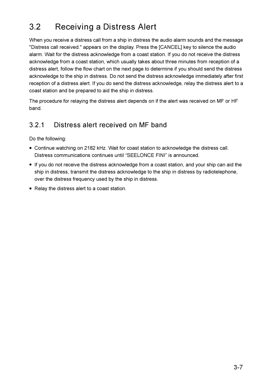 Furuno RC-1500-1T manual Receiving a Distress Alert, Distress alert received on MF band 