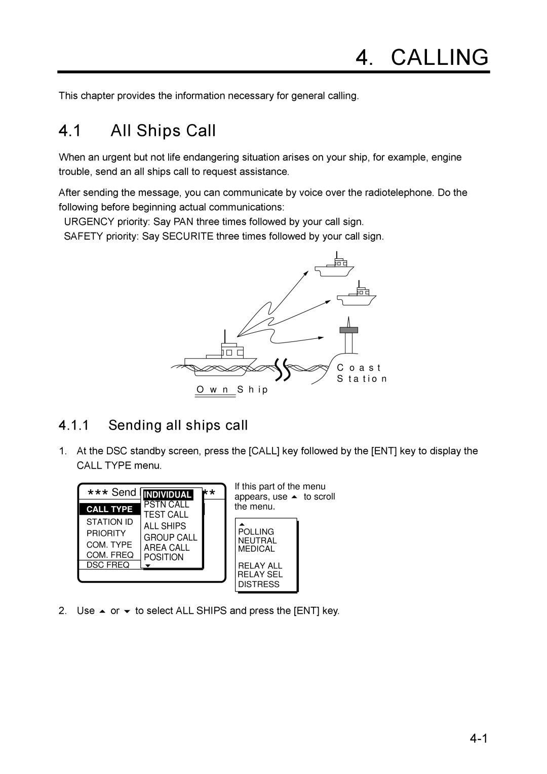 Furuno RC-1500-1T manual All Ships Call, Sending all ships call 