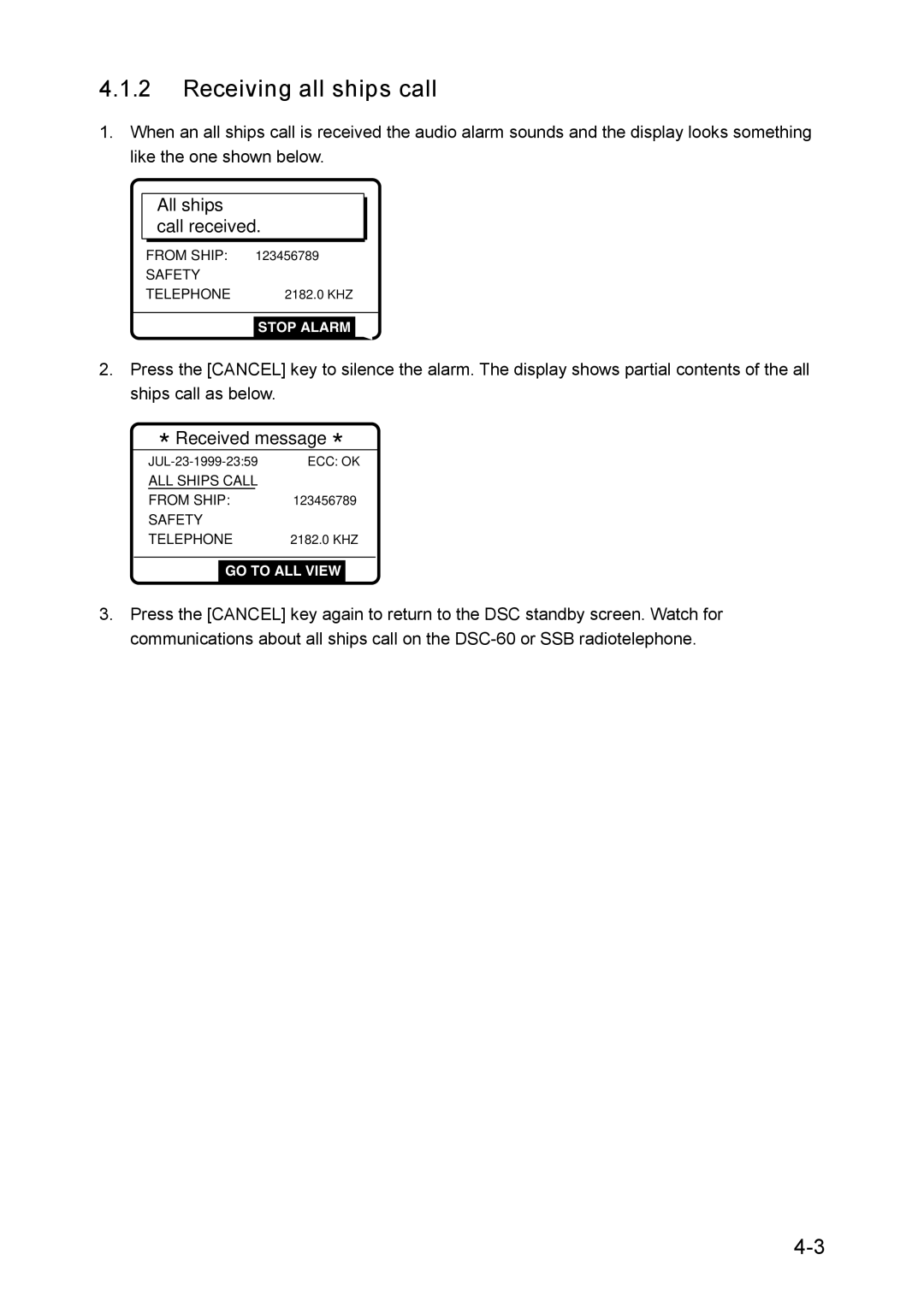 Furuno RC-1500-1T manual Receiving all ships call 