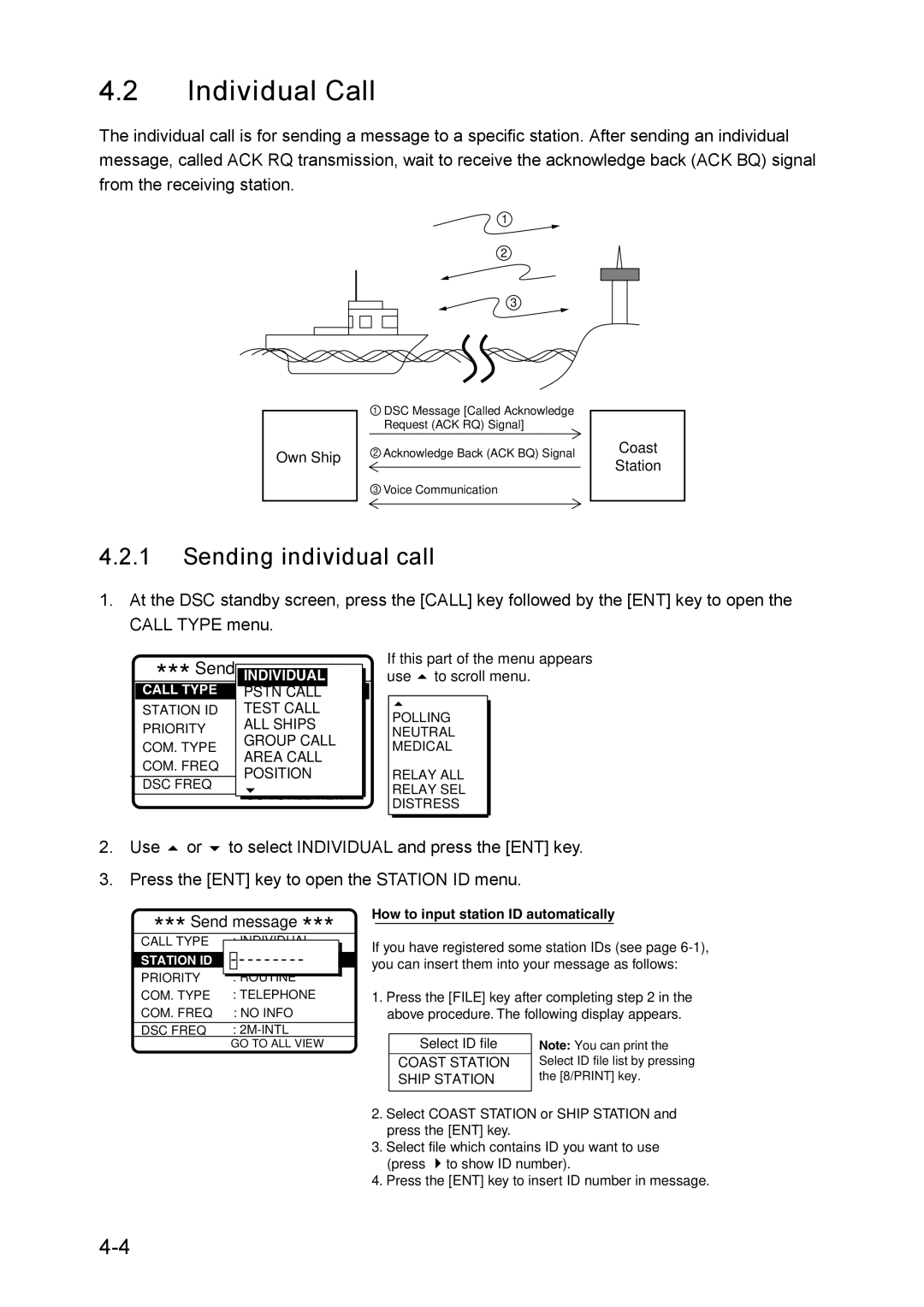 Furuno RC-1500-1T manual Individual Call, Sending individual call 