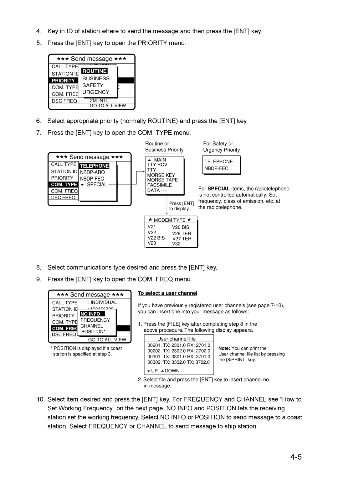 Furuno RC-1500-1T manual To select a user channel 