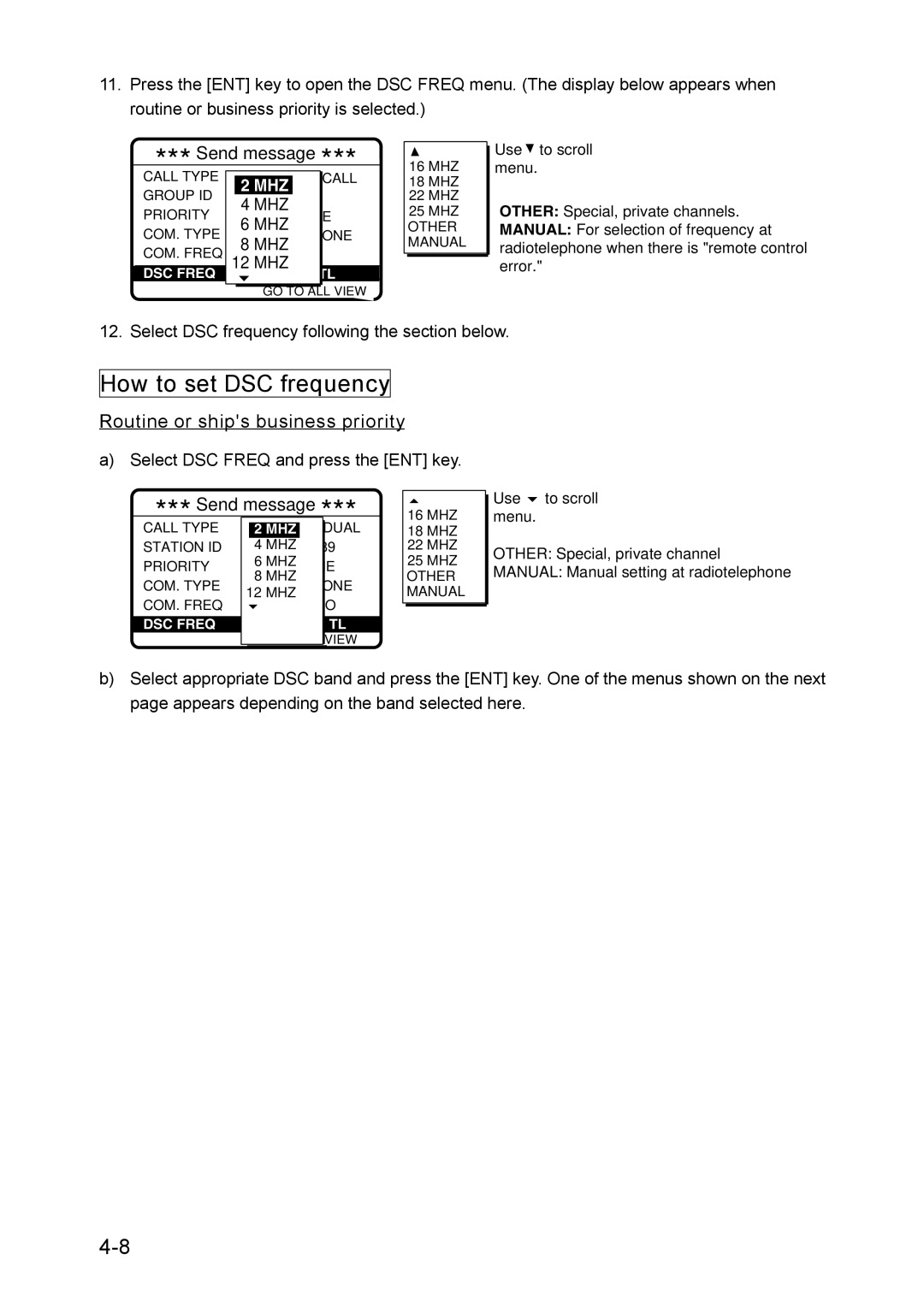 Furuno RC-1500-1T manual How to set DSC frequency, 12 MHZ 