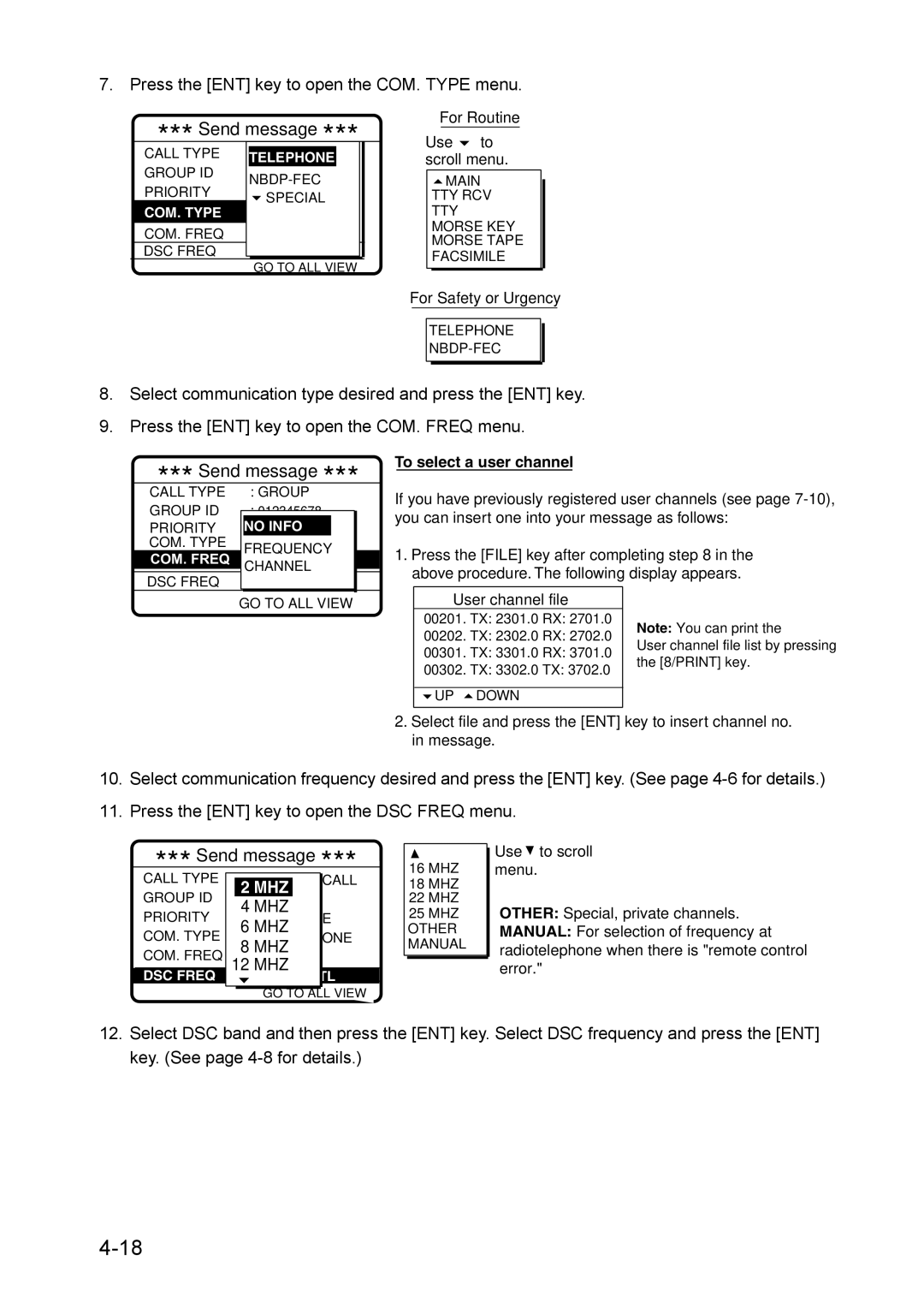 Furuno RC-1500-1T manual To select a user channel 