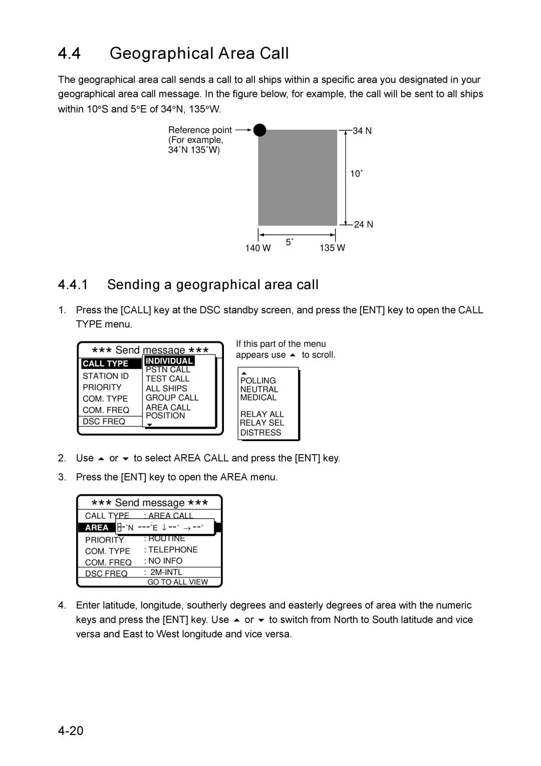 Furuno RC-1500-1T manual Geographical Area Call, Sending a geographical area call 