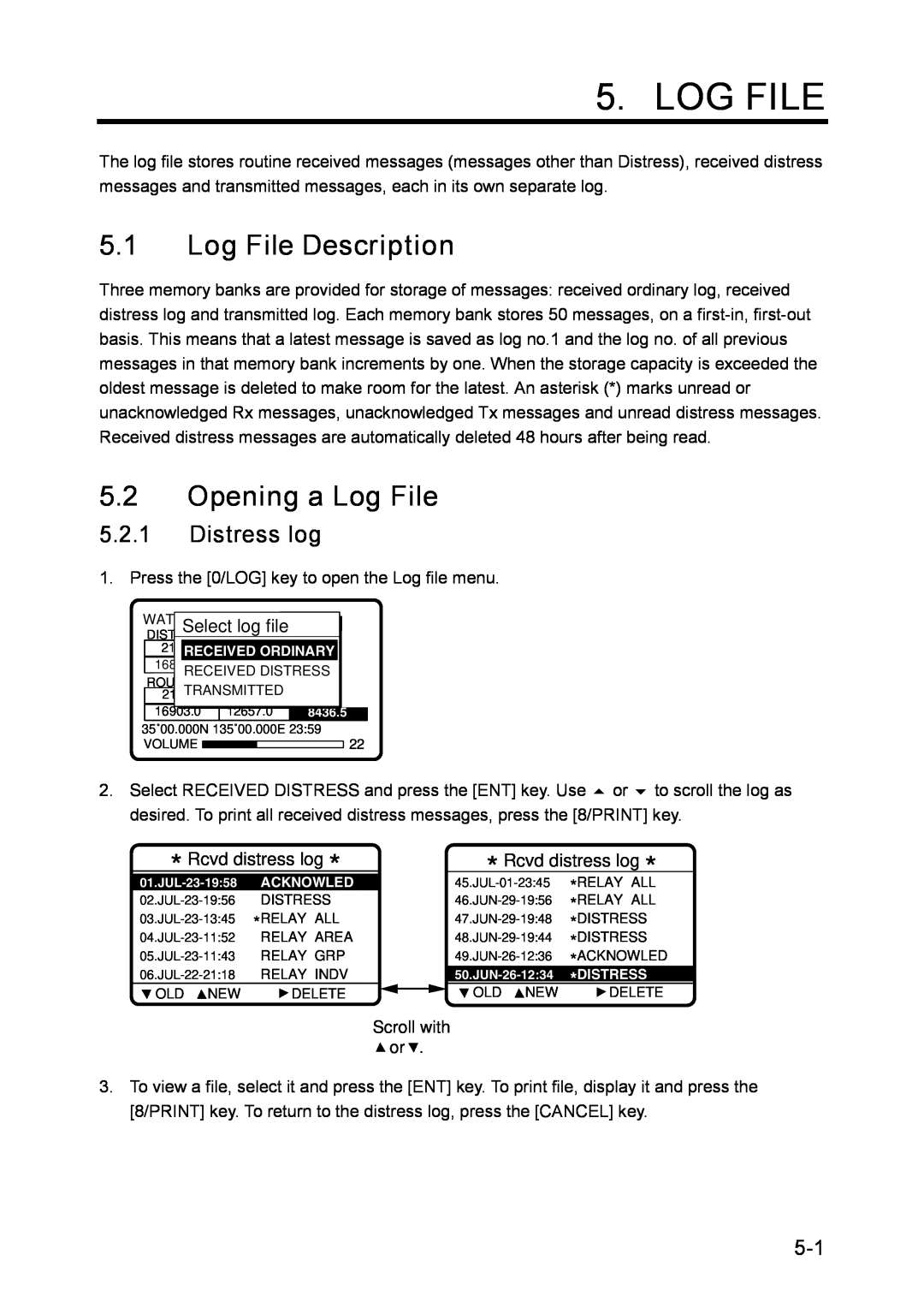 Furuno RC-1500-1T manual Log File Description, Opening a Log File, Distress log 