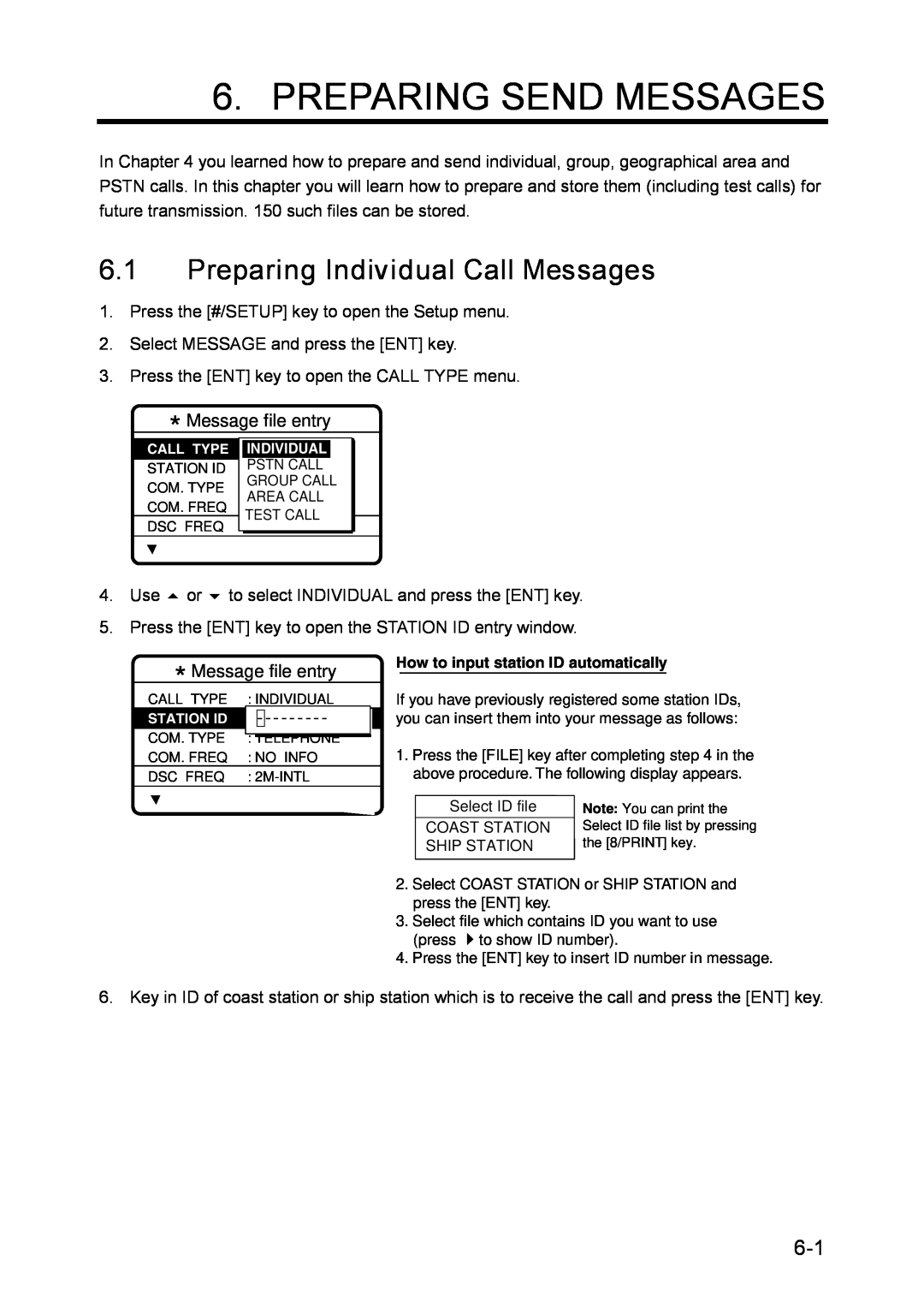Furuno RC-1500-1T manual Preparing Send Messages, Preparing Individual Call Messages 