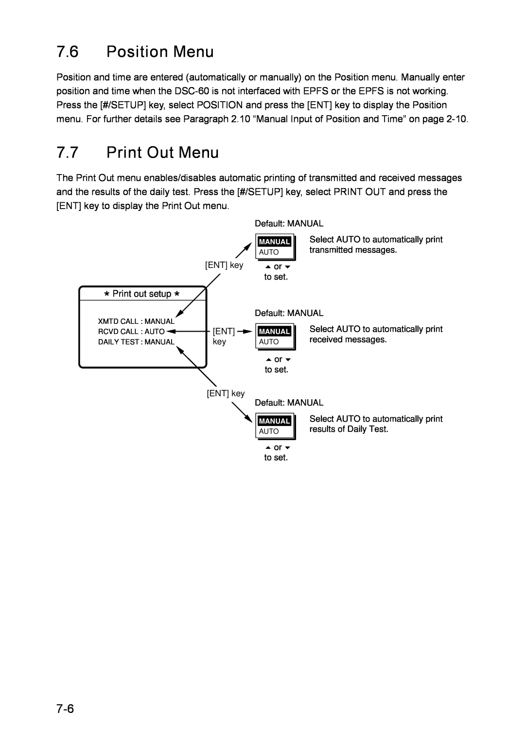 Furuno RC-1500-1T manual Position Menu, Print Out Menu, Print out setup 