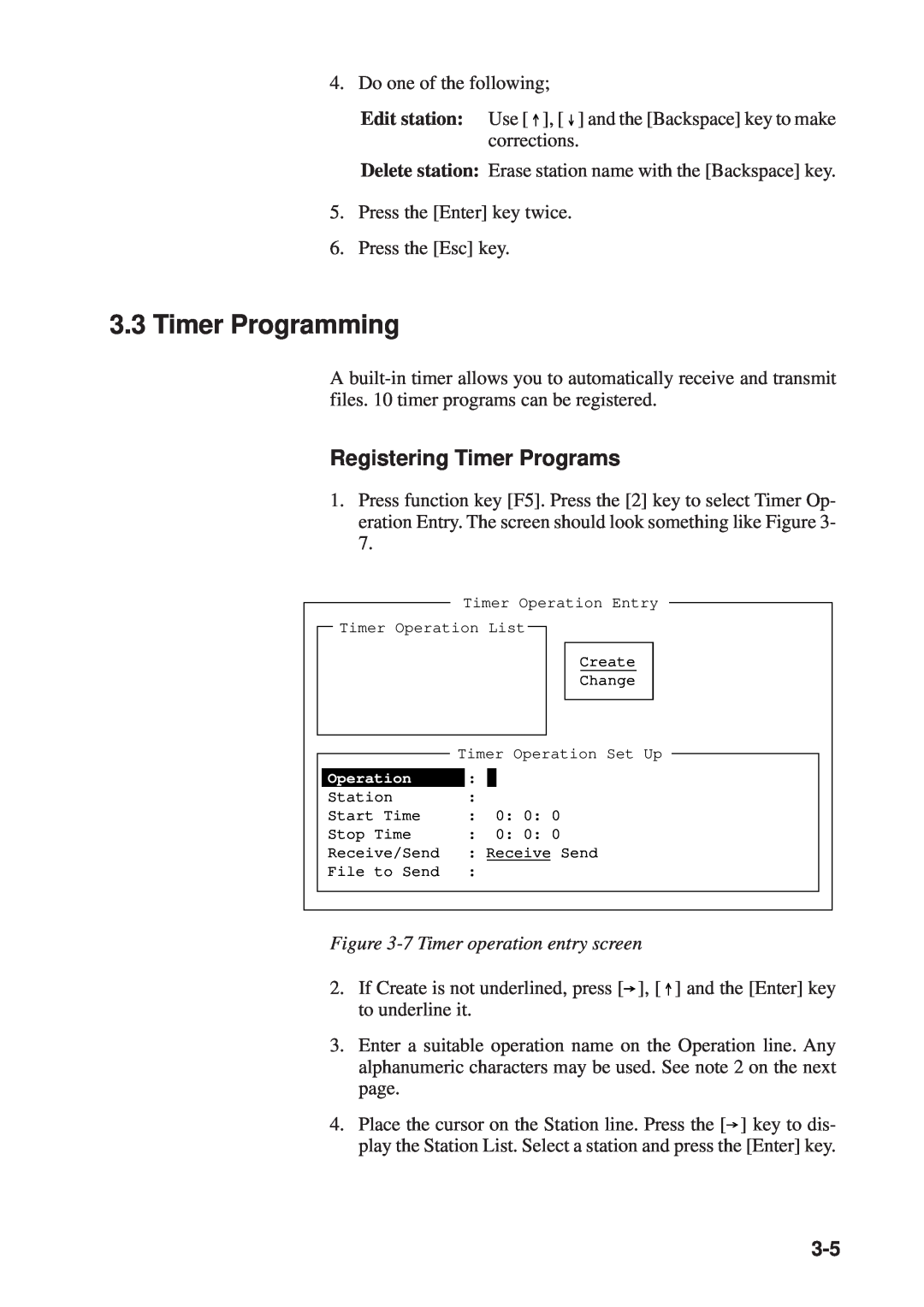 Furuno RC-1500-1T manual Timer Programming, Registering Timer Programs, 7 Timer operation entry screen 
