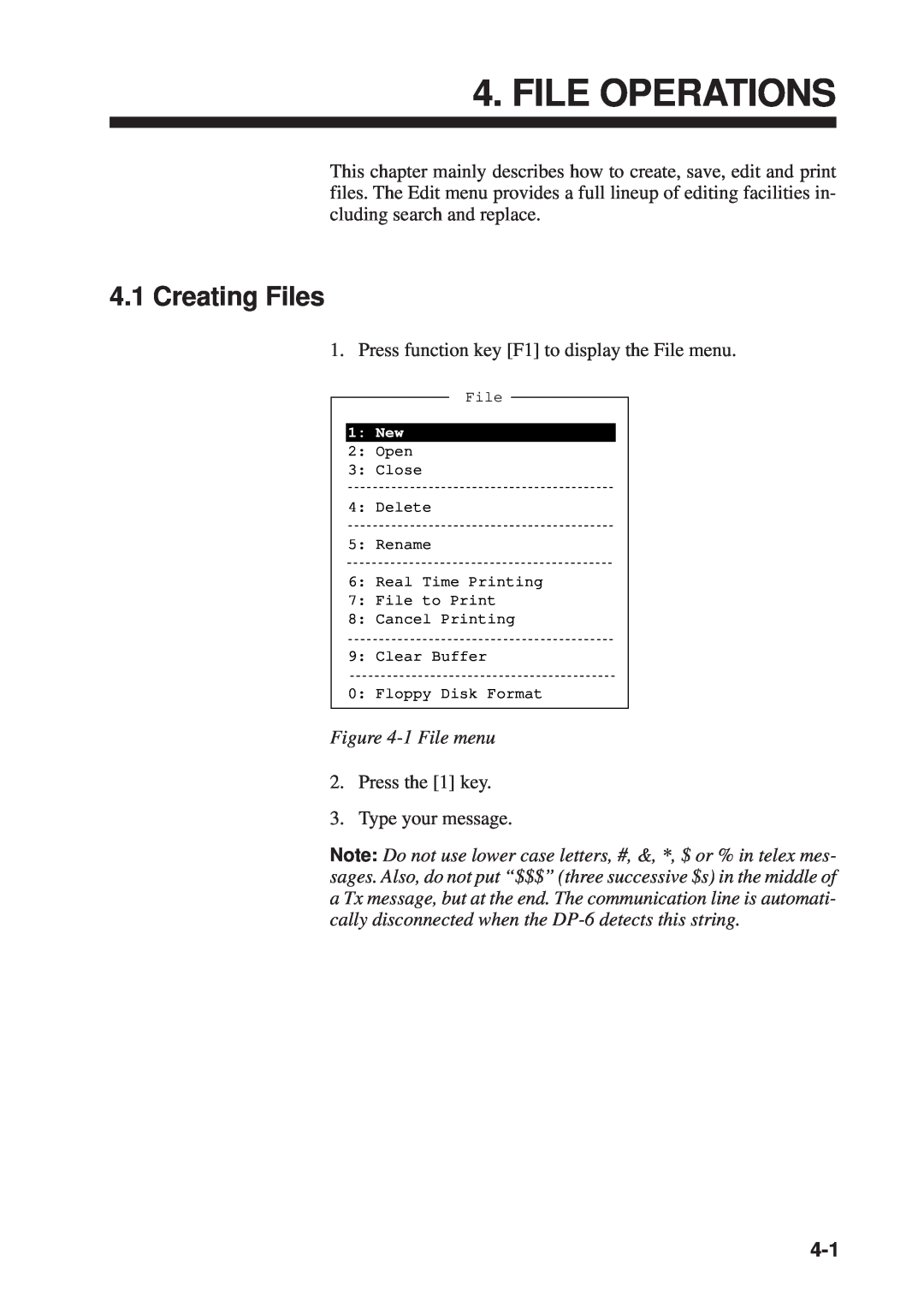Furuno RC-1500-1T manual File Operations, Creating Files, 1 File menu 