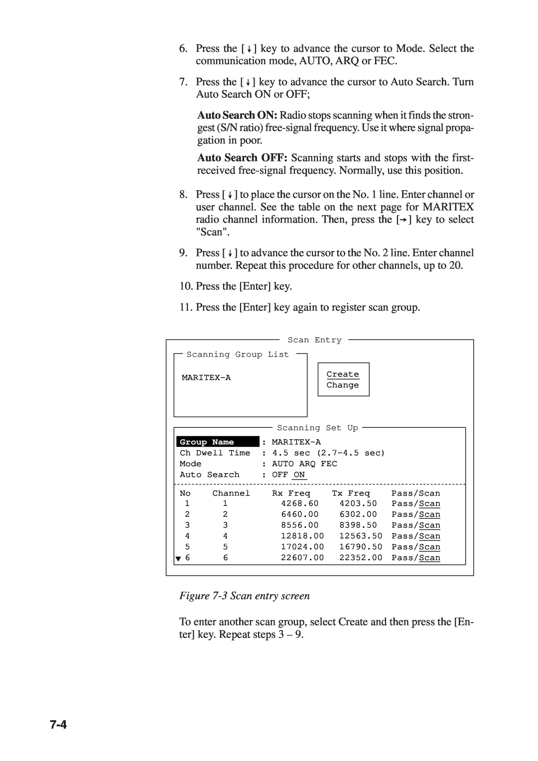 Furuno RC-1500-1T manual 3 Scan entry screen, Press the Enter key 