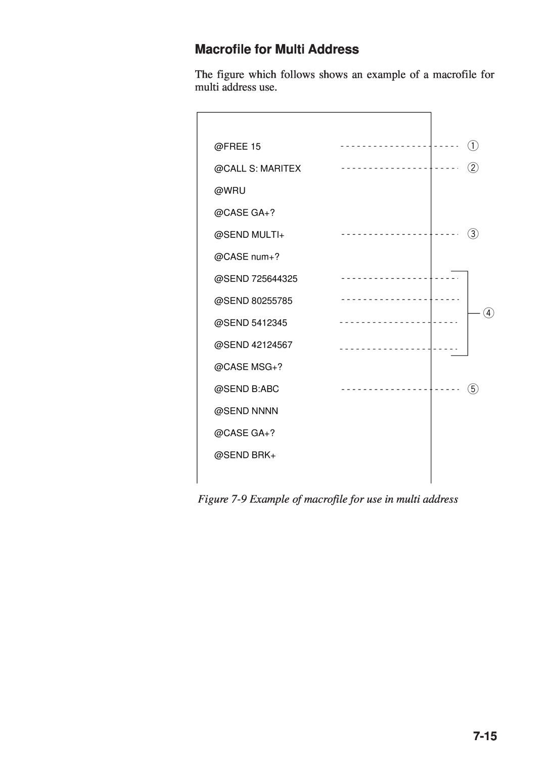 Furuno RC-1500-1T manual Macrofile for Multi Address, 9 Example of macrofile for use in multi address, 7-15 