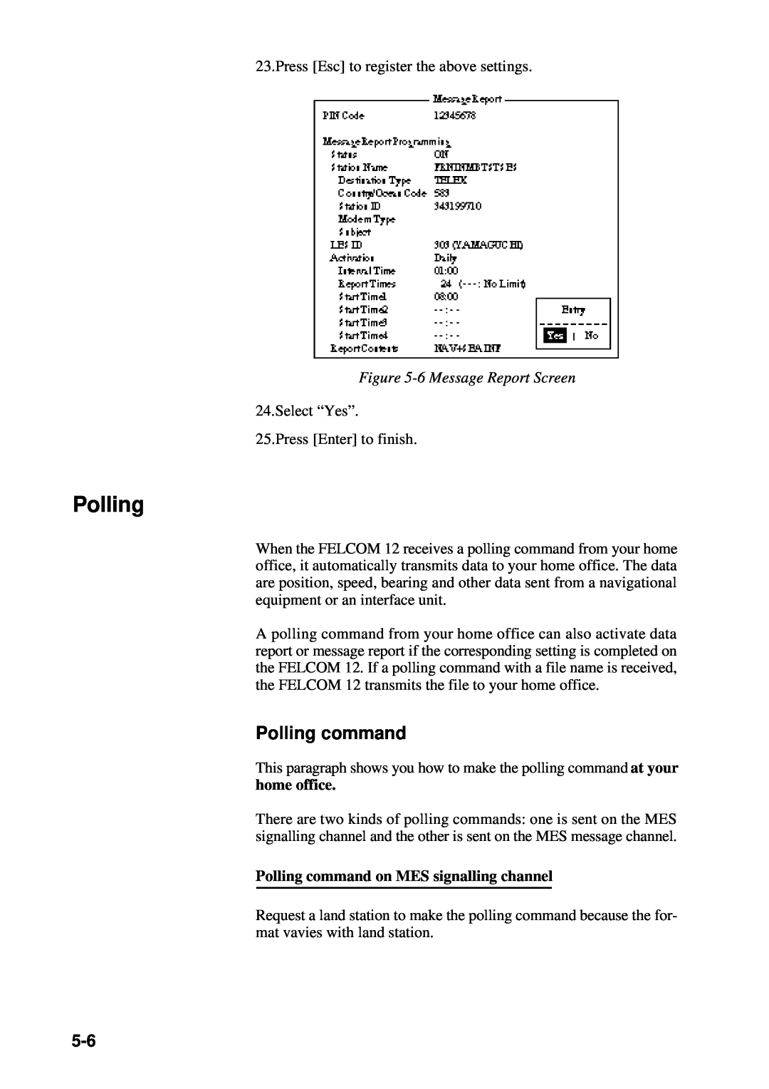 Furuno RC-1500-1T manual Polling command, 6 Message Report Screen 