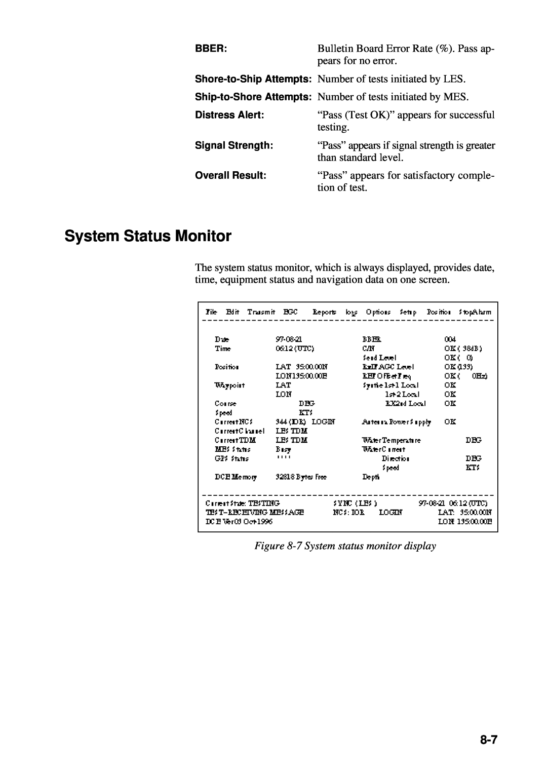 Furuno RC-1500-1T manual System Status Monitor, 7 System status monitor display 