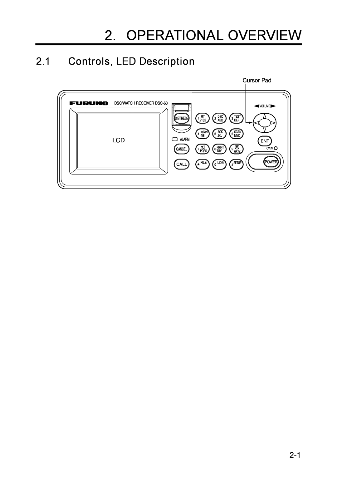 Furuno RC-1500-1T manual Operational Overview, Controls, LED Description 