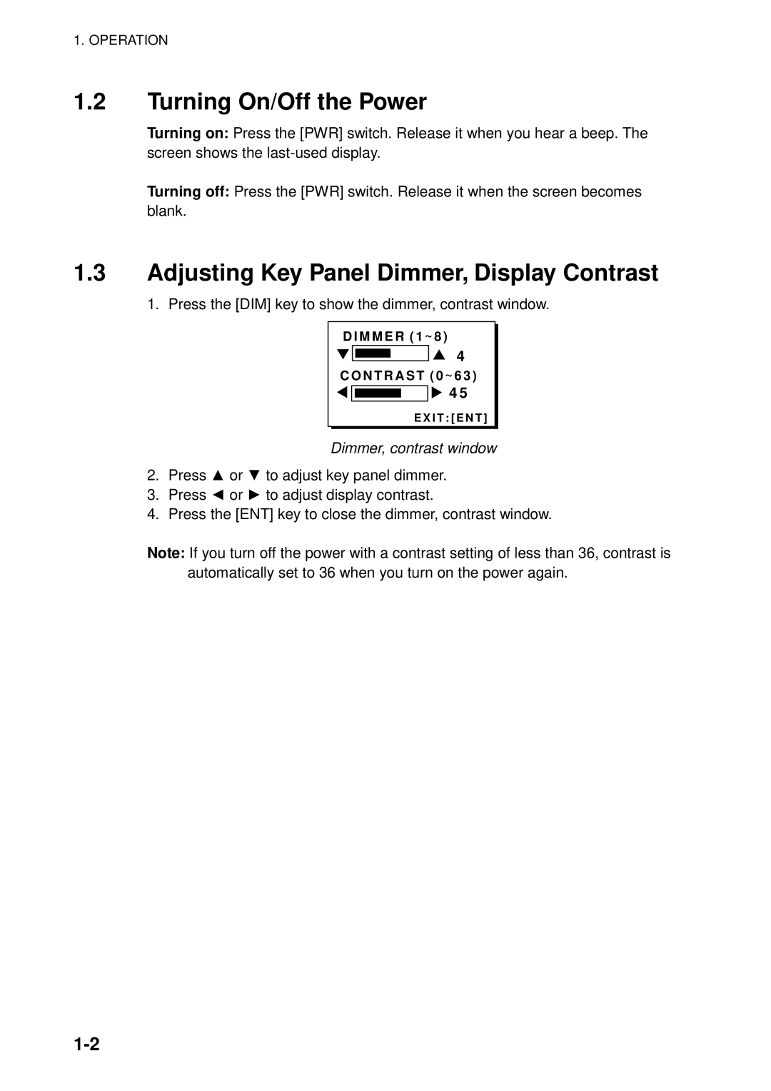 Furuno RD-30 manual Turning On/Off the Power 