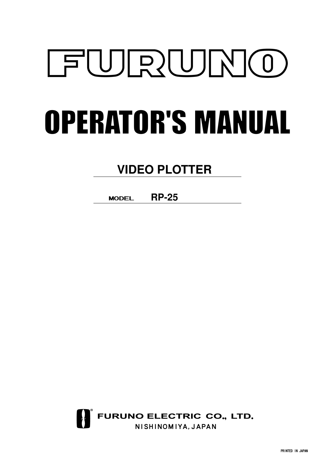 Furuno RP-25 manual Video Plotter 