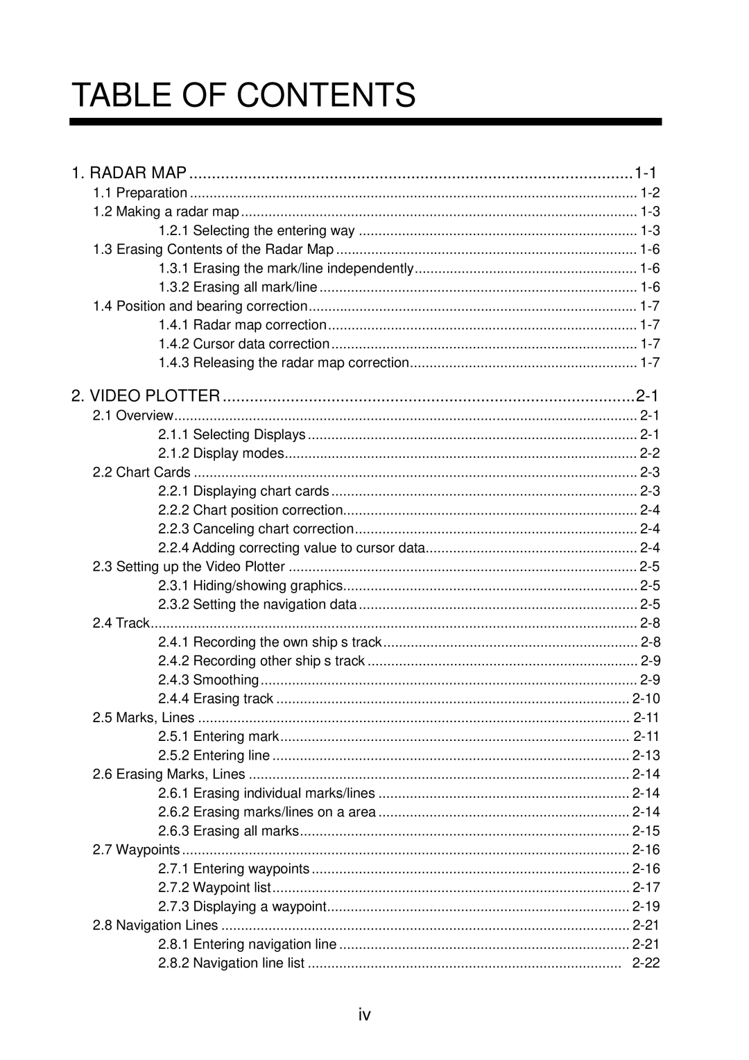 Furuno RP-25 manual Table of Contents 