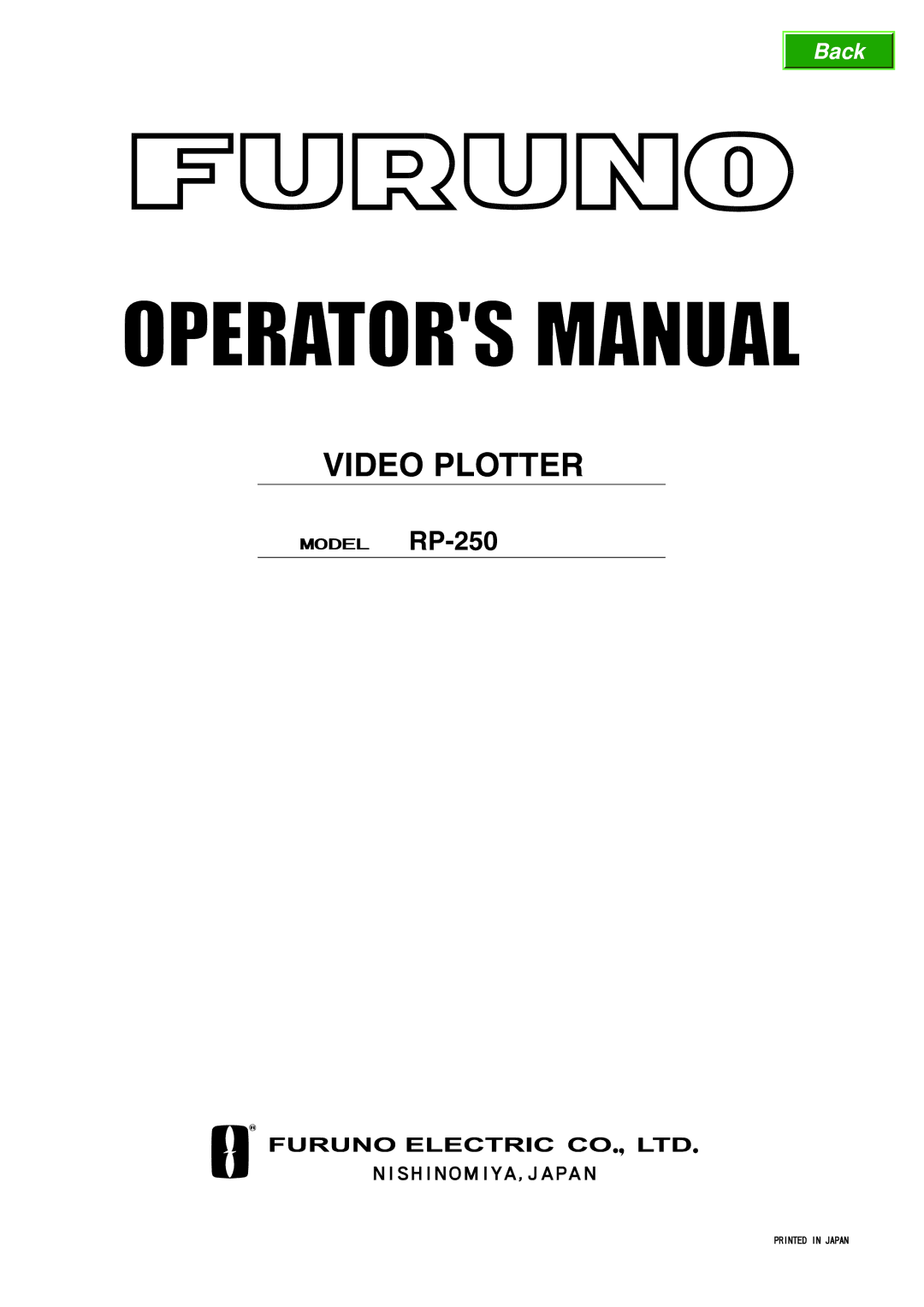 Furuno RP-250 manual Video Plotter 