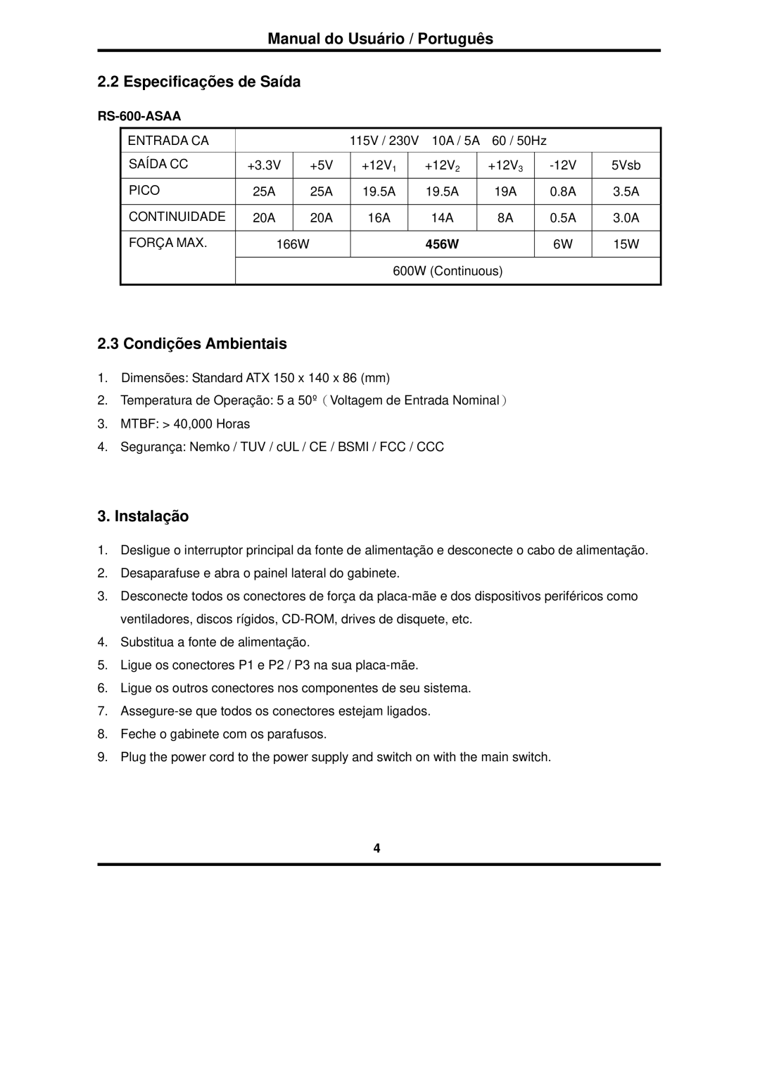 Furuno RS-600-ASAA warranty Condições Ambientais, Instalação 