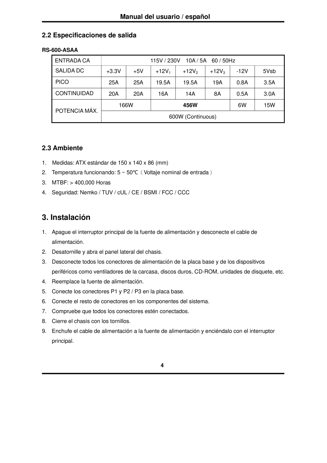 Furuno RS-600-ASAA warranty Instalación, Ambiente 