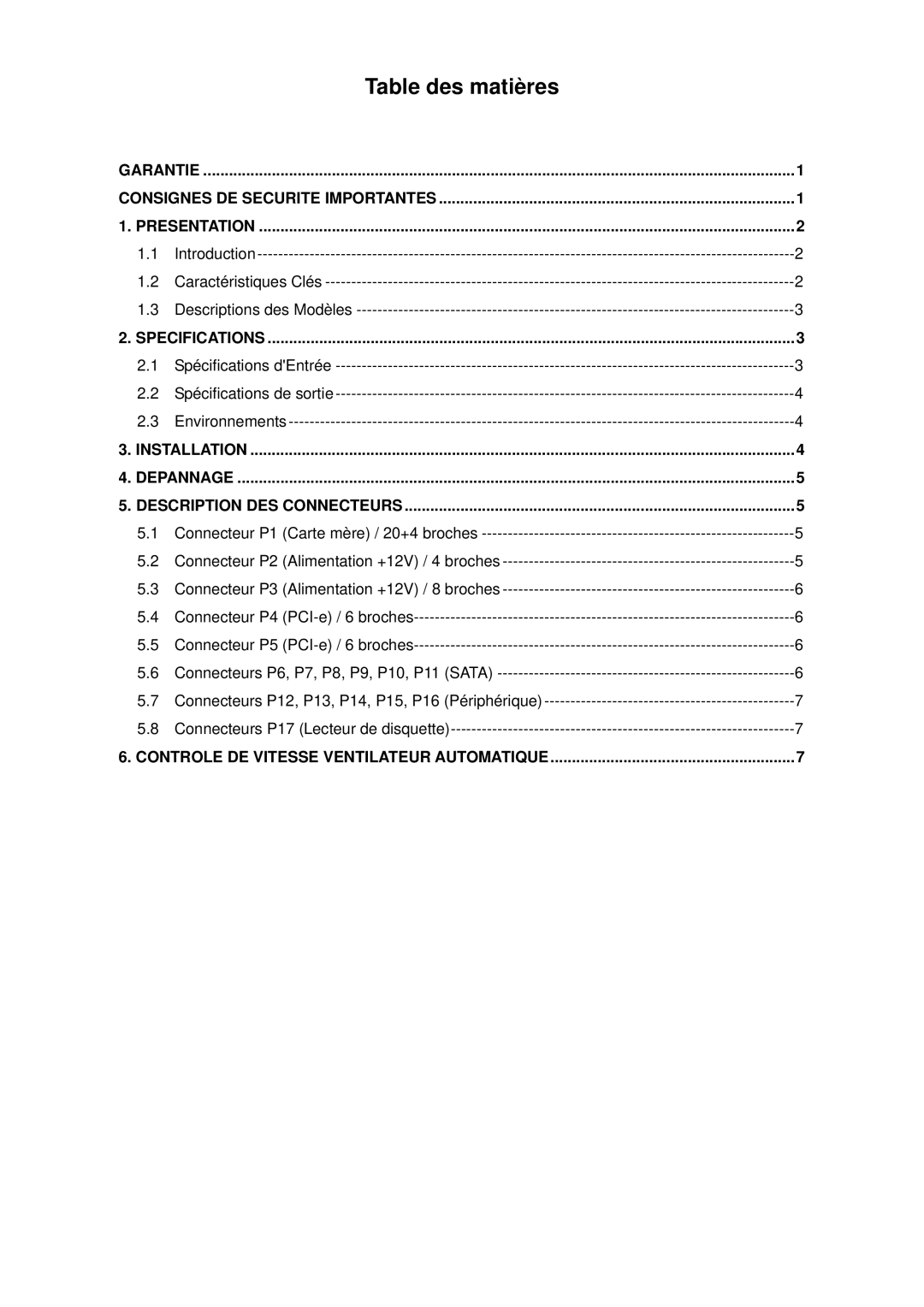 Furuno RS-600-ASAA warranty Table des matières 