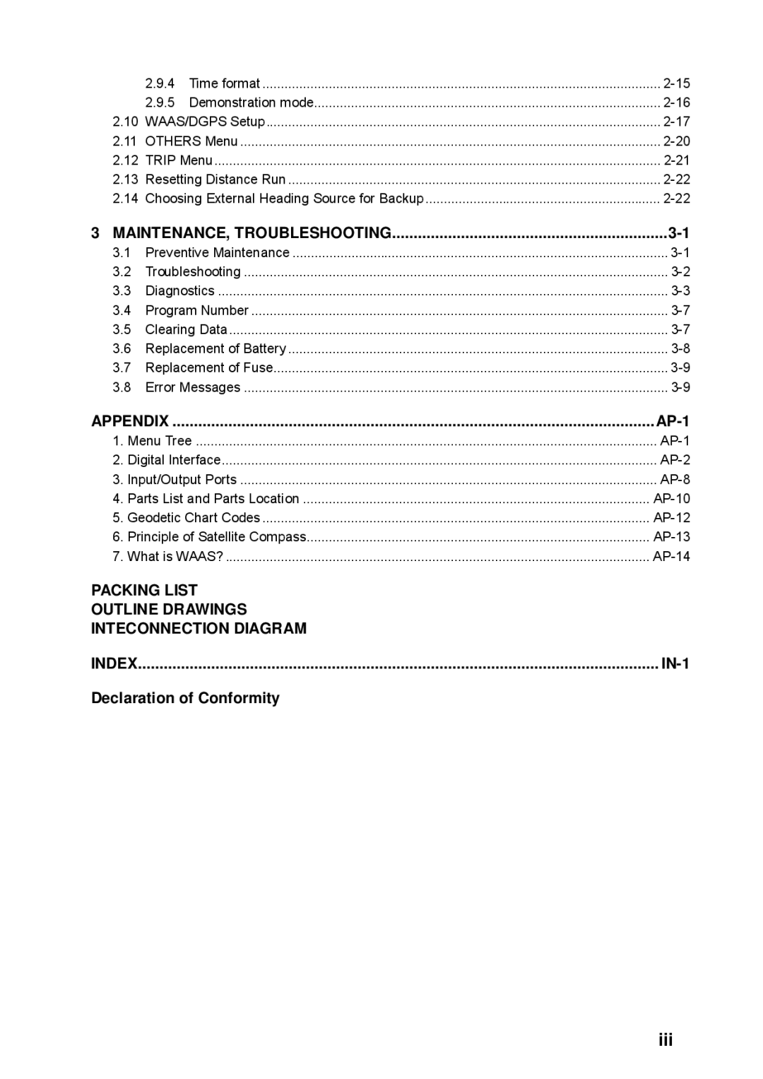 Furuno SC-110 manual Iii, MAINTENANCE, Troubleshooting 