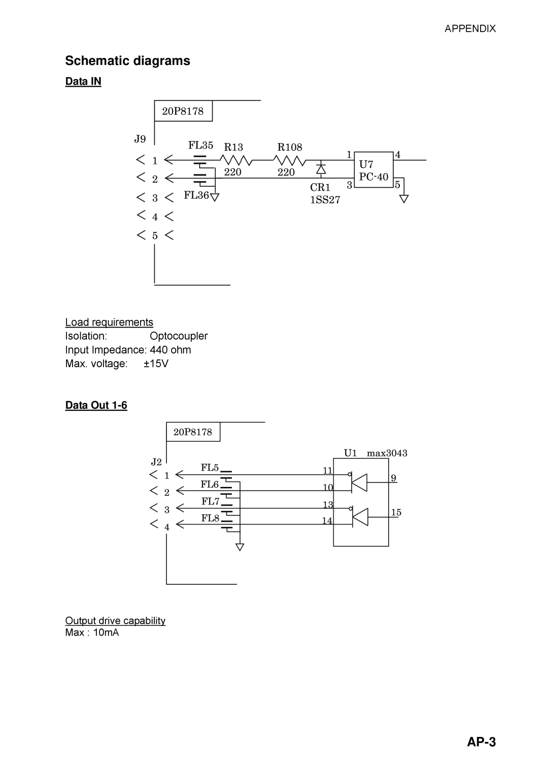 Furuno SC-110 manual Schematic diagrams, AP-3, J92120P8178FL35220R13, Data IN, Data Out, FL36, 10U1, 220R108 