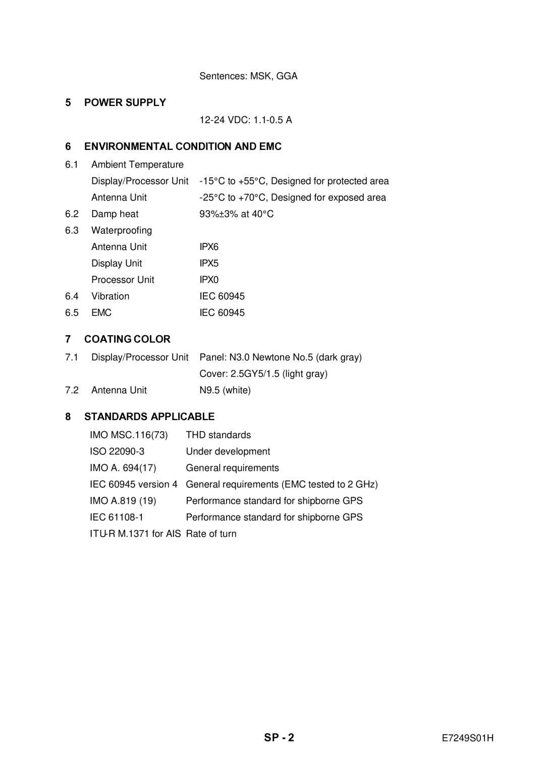 Furuno SC-120 manual Power Supply 