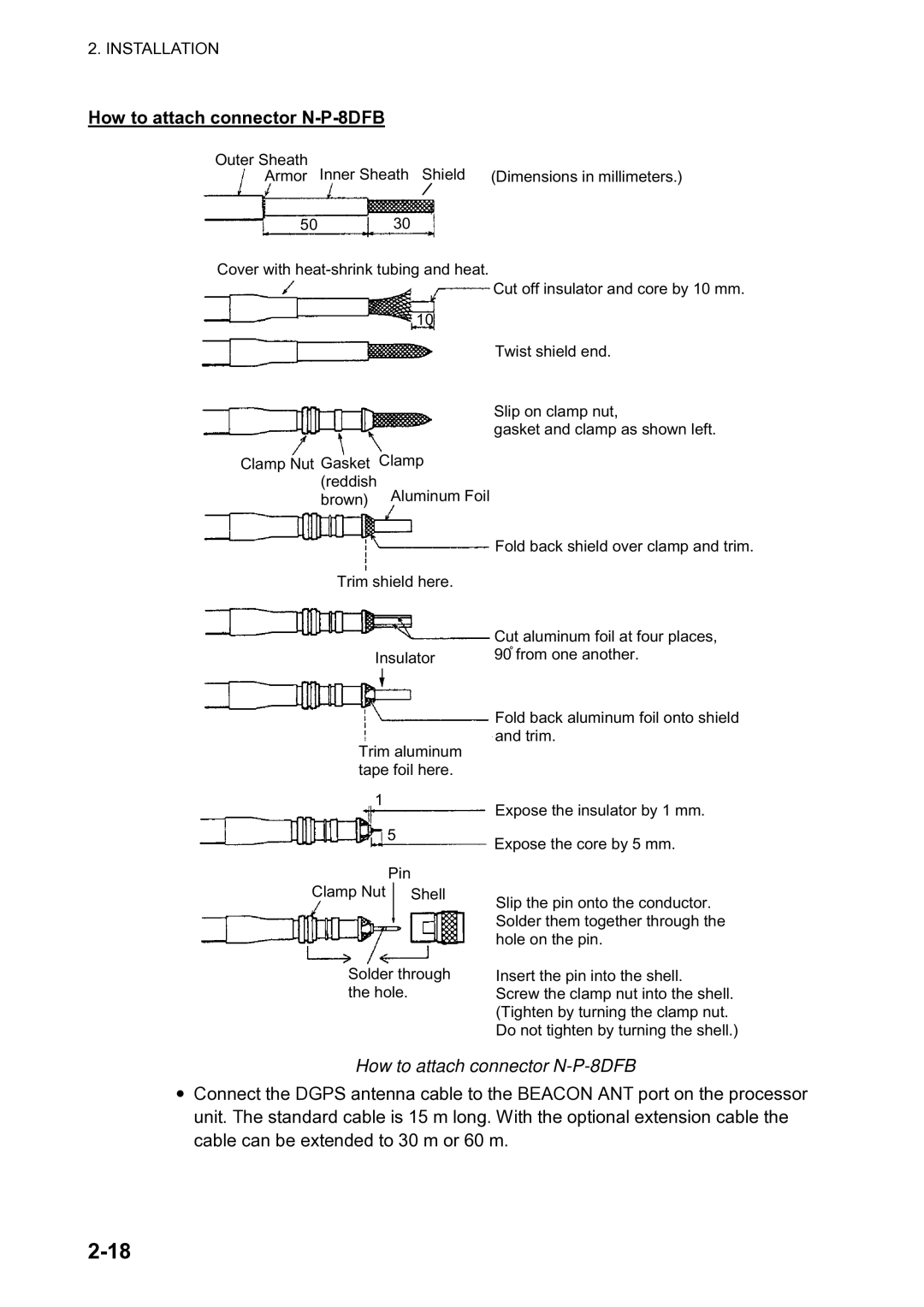 Furuno SC-120 manual How to attach connector N-P-8DFB 