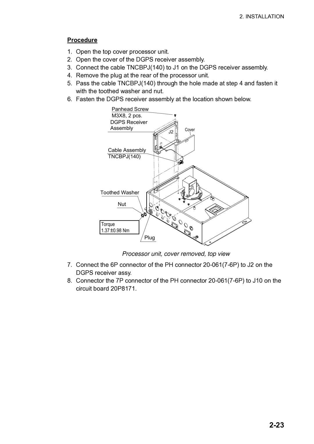 Furuno SC-120 manual Procedure, Processor unit, cover removed, top view 