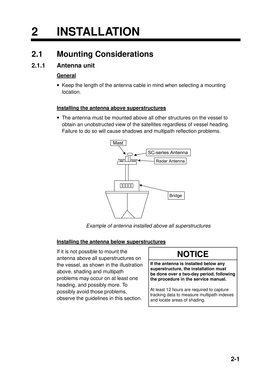 Furuno SC-50 manual Installation, Mounting Considerations, Antenna unit 