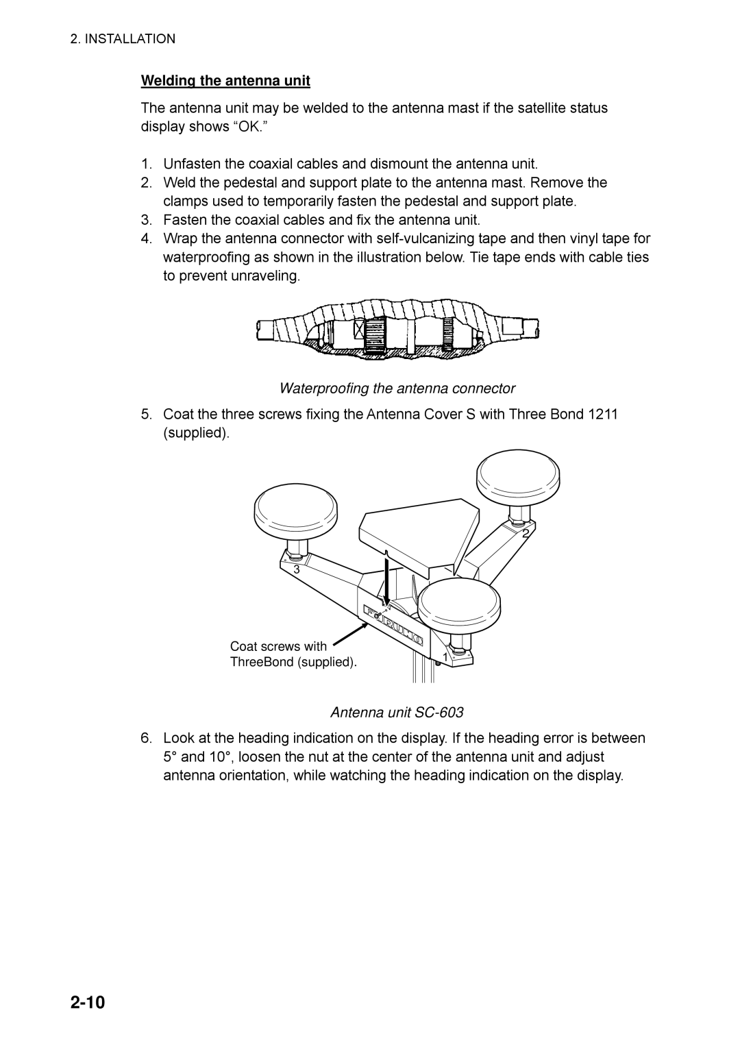 Furuno SC-50 manual Welding the antenna unit, Waterproofing the antenna connector 